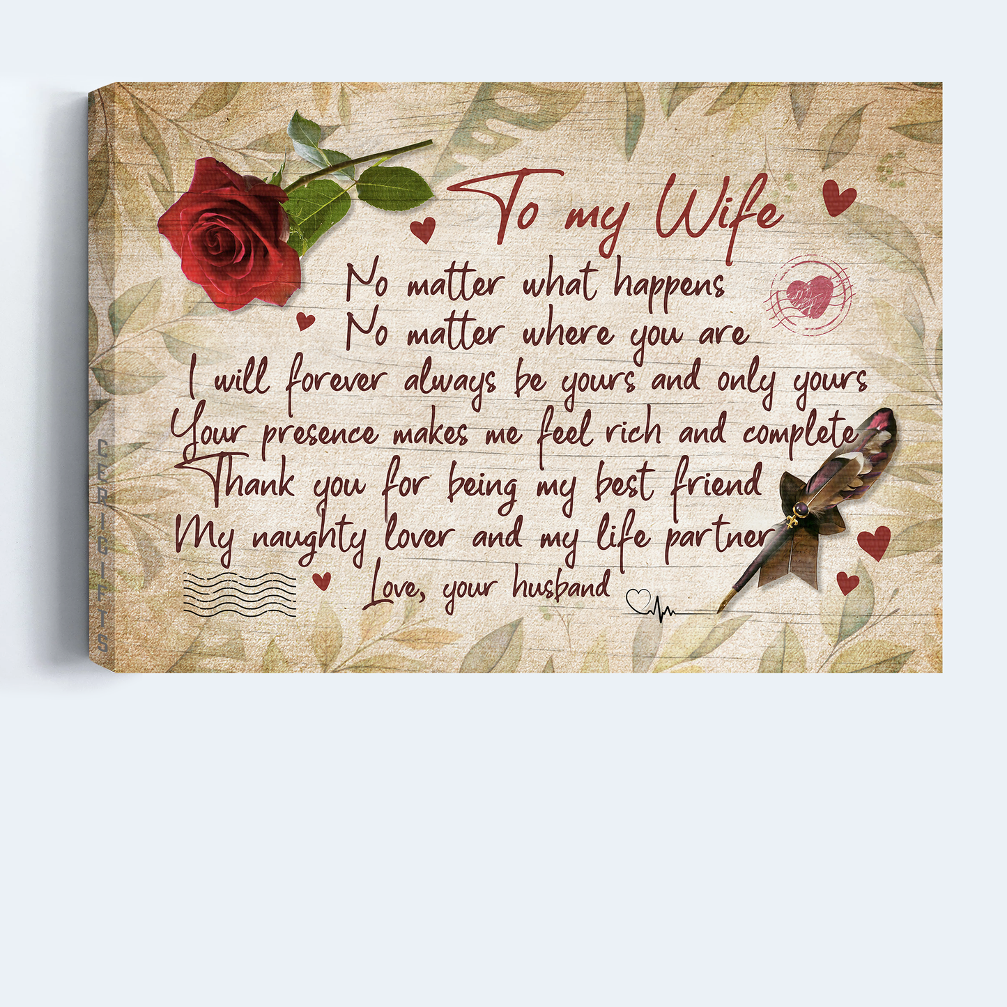 Gift For Wife Landscape Canvas - To My Wife, Love Letter, Rose Canvas - Valentine's Day Gift For Couple, Spouse, Lover - Thank You For Being My Life Partner - Couple Canvas