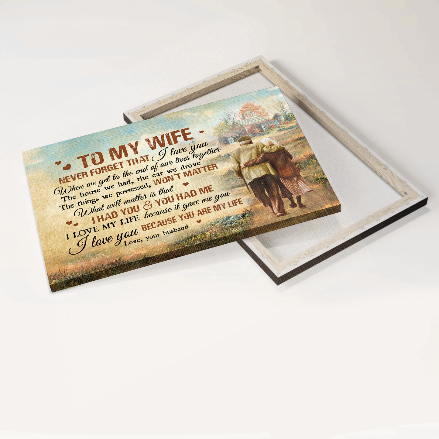Gift For Wife Landscape Canvas - To My Wife, Old Loving Couple, Garden House, Countryside Canvas - Valentine's Day Gift For Couple, Spouse, Lover - I Love You Because You Are My Life - Couple Canvas