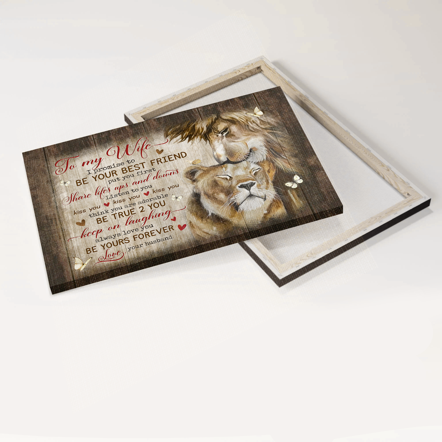 Gift For Wife Landscape Canvas - To my wife, Sweet painting, Lion drawing Canvas - Valentine's Day Gift For Couple, Spouse, Lover - I promise to be your best friend