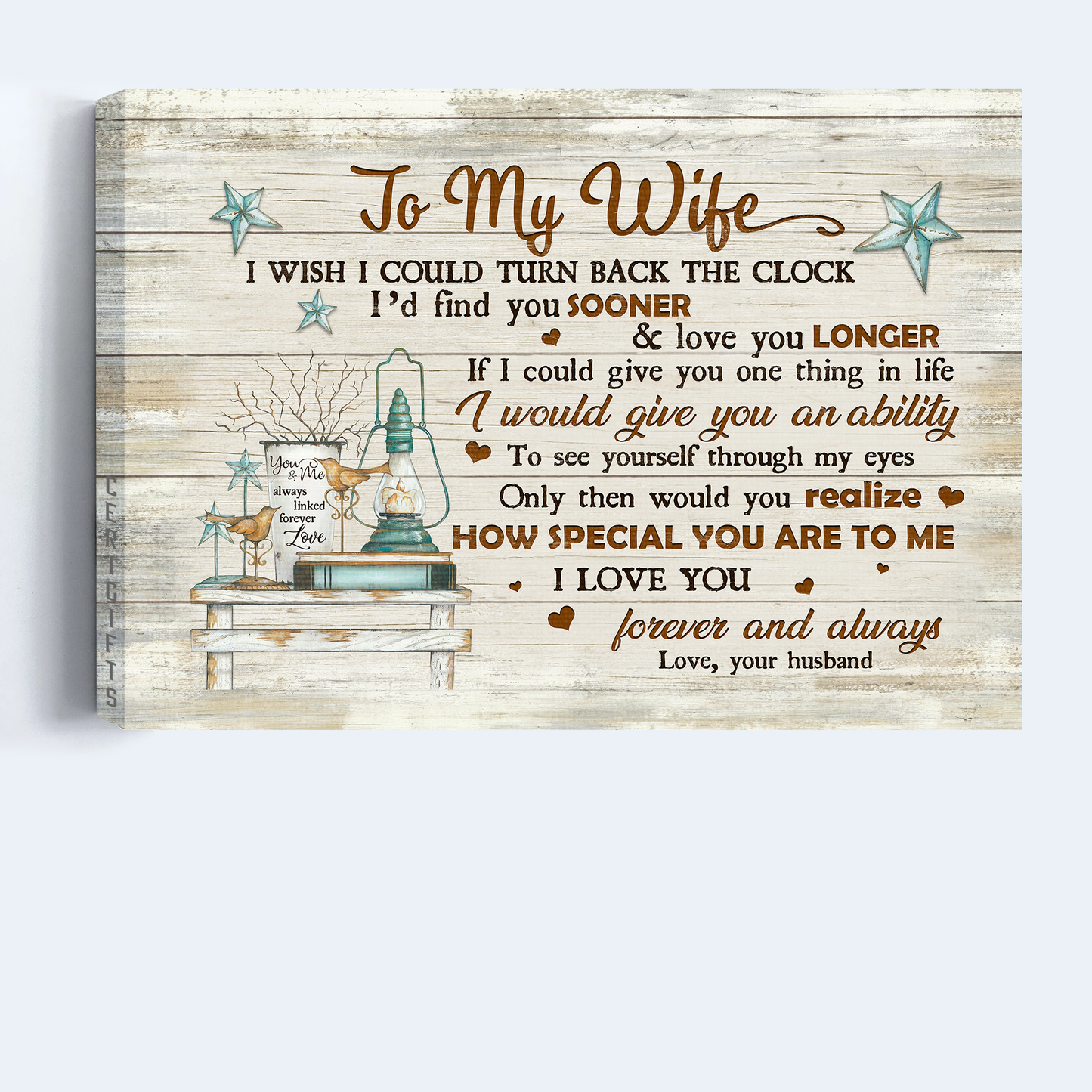 Gift For Wife Landscape Canvas - To My Wife, Vintage Lantern, Blue Stars Canvas - Valentine's Day Gift For Couple, Spouse, Lover - How Special You Are To Me Canvas
