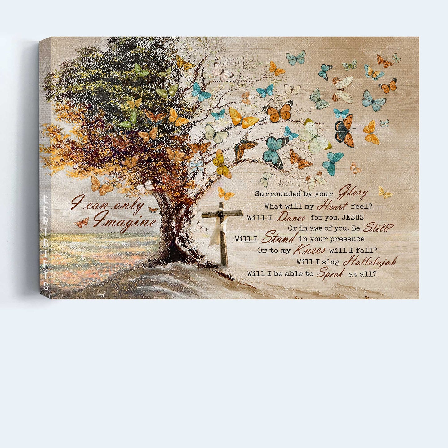 Jesus Landscape Canvas - Vintage, Butterfly, Old Tree Painting Canvas - Gift For Christian - I Can Only Imagine Canvas