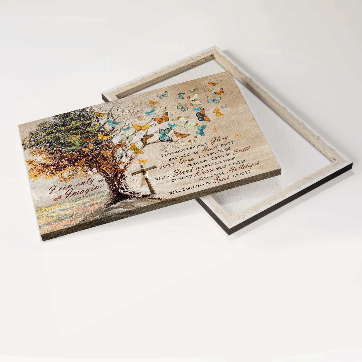 Jesus Landscape Canvas - Vintage, Butterfly, Old Tree Painting Canvas - Gift For Christian - I Can Only Imagine Canvas