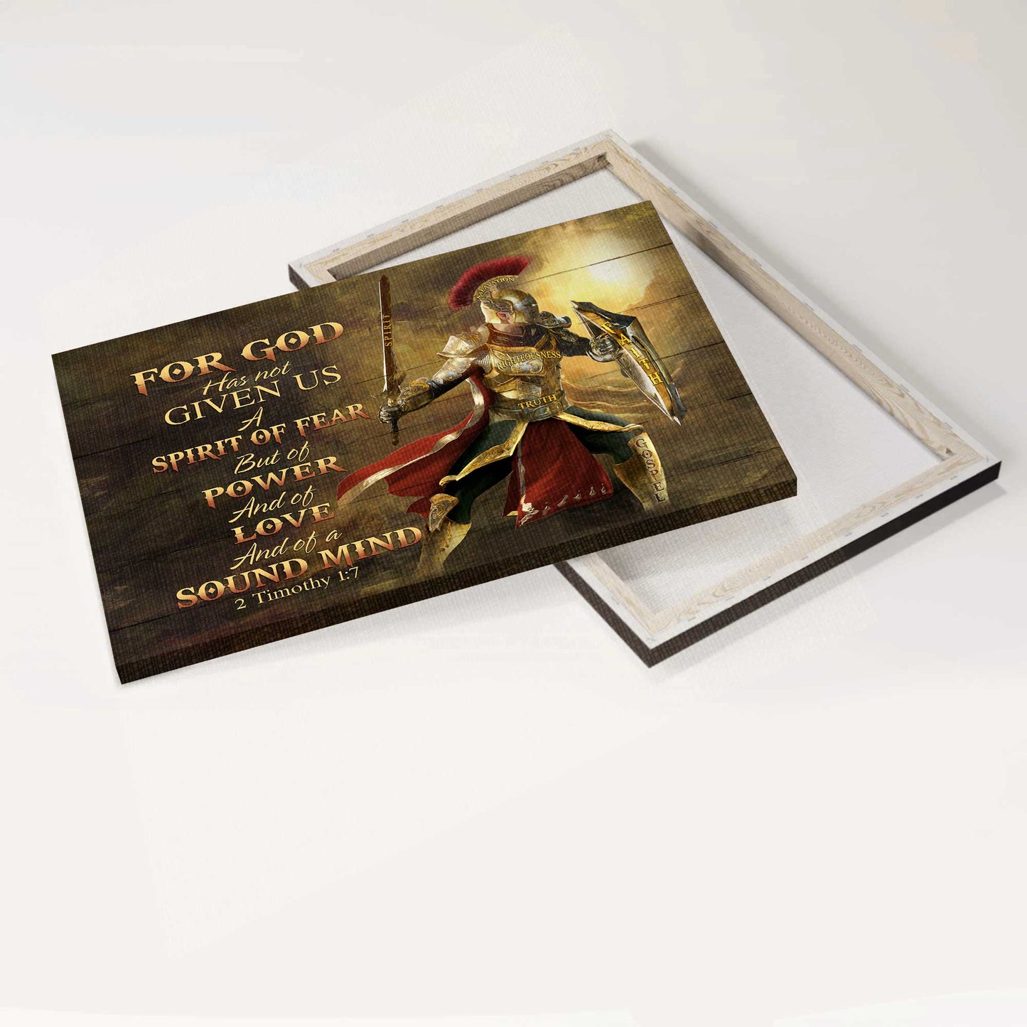 Jesus Landscape Canvas- Amazing Knight Drawing, Sunset Canvas- Gift For Christian- For God Has Not Given Us A Spirit Of Fear