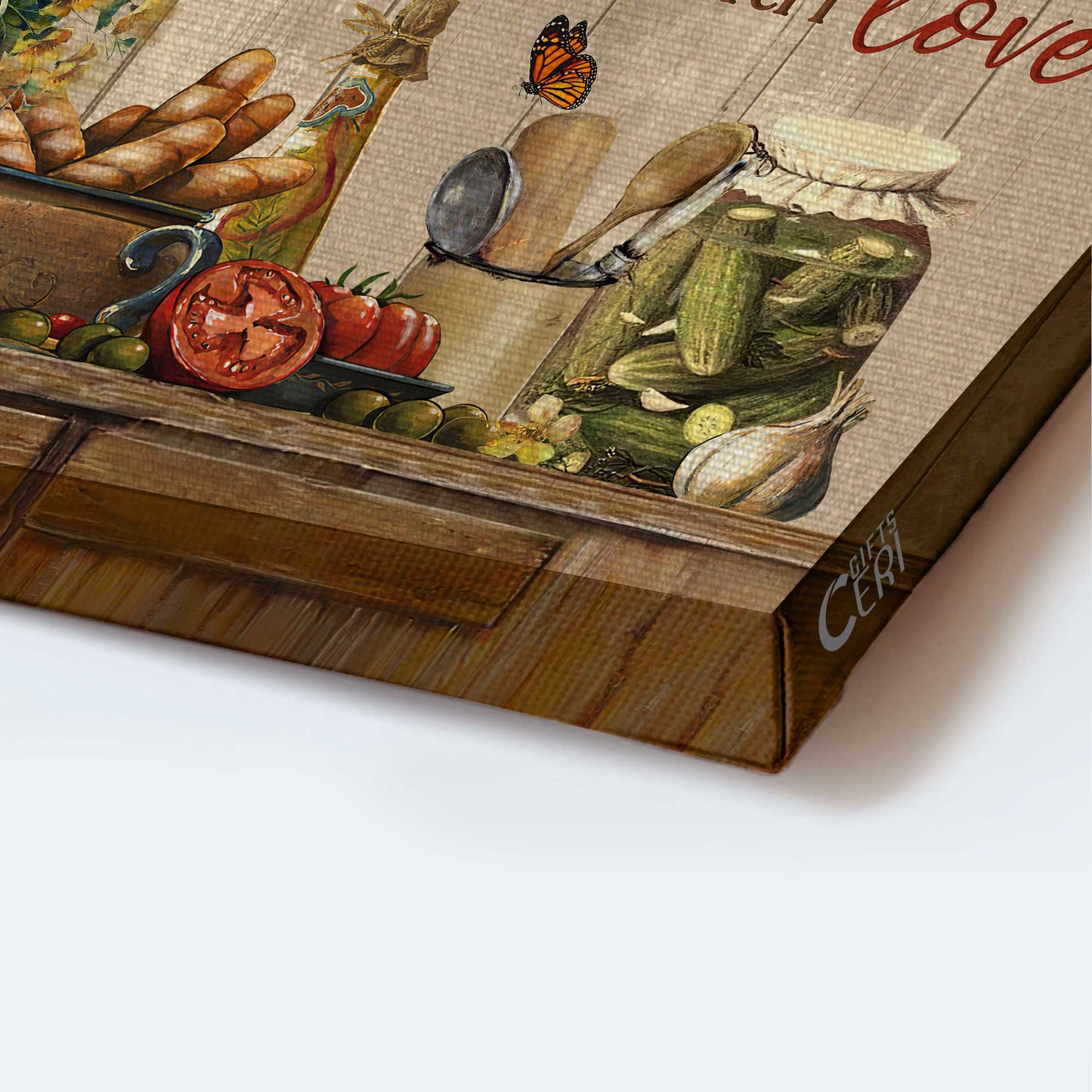 Jesus Landscape Canvas - Vintage Kitchen, Yellow Flower, Fresh Tomato Canvas - Gift For Christian - This Kitchen Is Blessed With Love Canvas