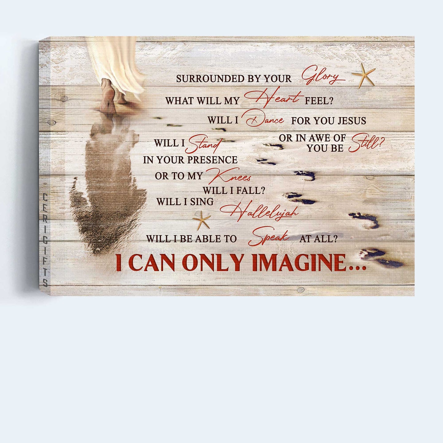 Jesus Landscape Canvas - Walking With Jesus, Footprints On The Beach Canvas - Gift For Christian - I Can Only Imagine Canvas