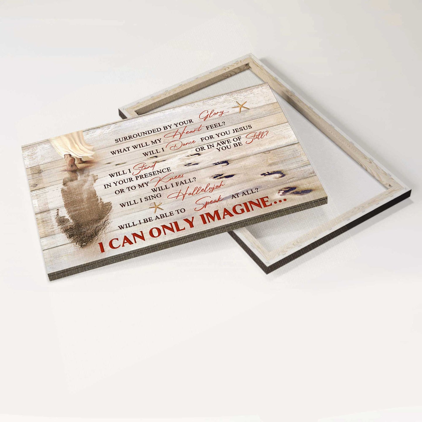 Jesus Landscape Canvas - Walking With Jesus, Footprints On The Beach Canvas - Gift For Christian - I Can Only Imagine Canvas