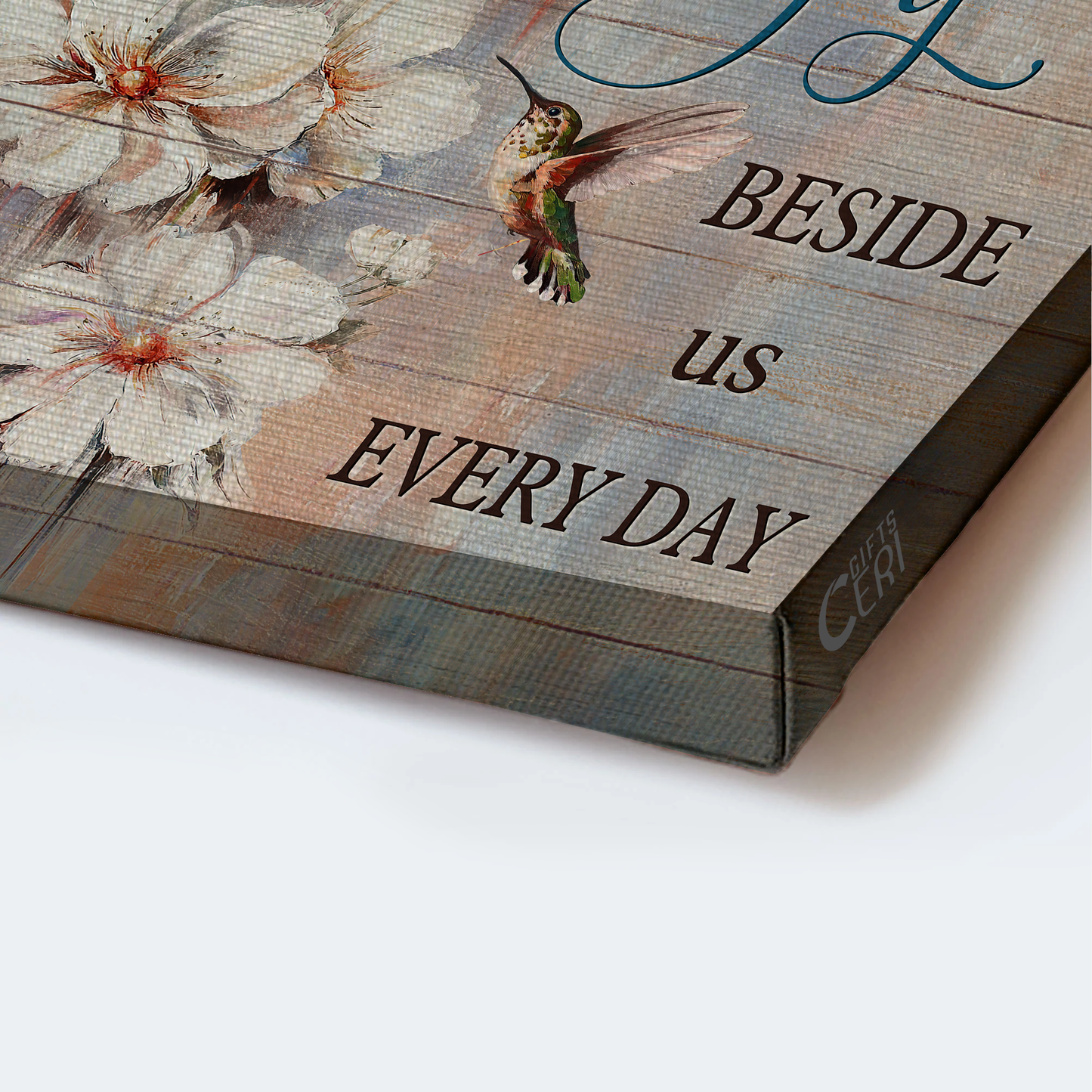 Heaven Landscape Canvas - White Climbing Rose, Watercolor Hummingbird Memorial Canvas - Memorial Gift For Member Family - Those We Love Don't Go Away, They Fly Beside Us Every Day