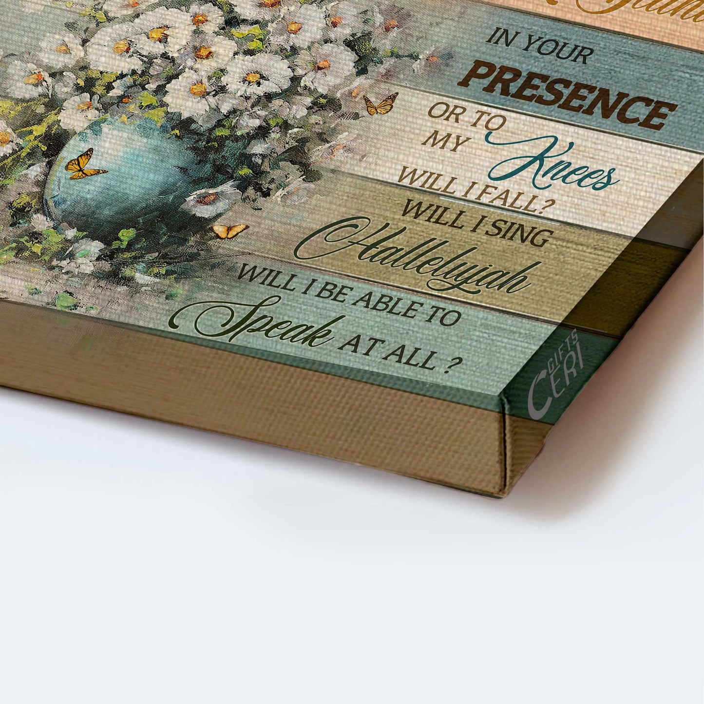 Jesus Landscape Canvas - White Daisy, Monarch Butterfly, Flower Vase Canvas - Gift For Christian - I Can Only Imagine Canvas