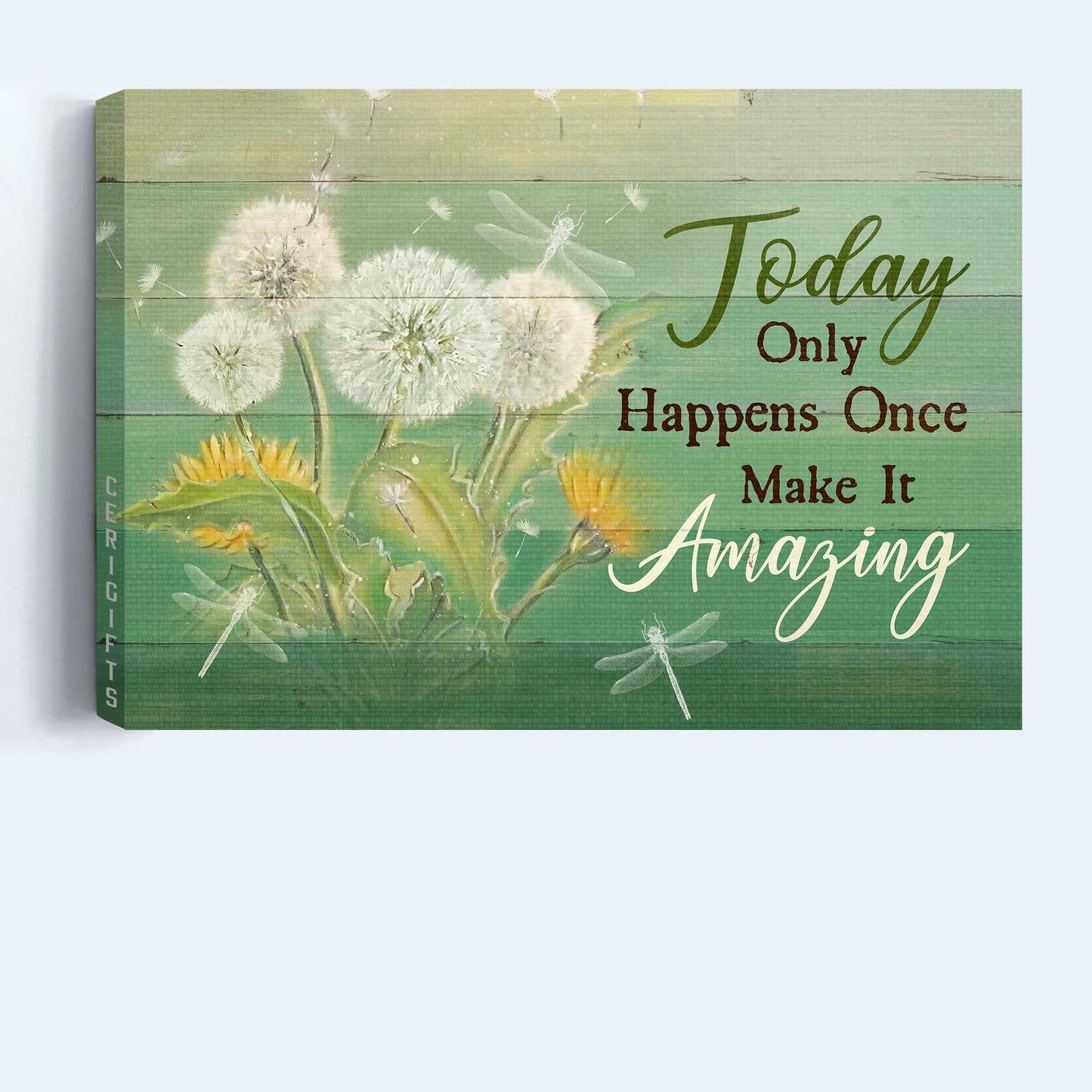 Jesus Landscape Canvas - White Dandelion, Crystal Butterfly, Dragonfly Canvas - Gift For Christian - Today Only Happens Once Make It Amazing Canvas