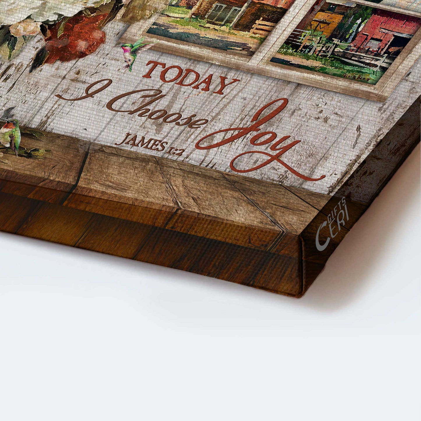 Jesus Landscape Canvas - White Flower Painting, Wooden Window Canvas - Gift For Christian - Today I Choose Joy Canvas