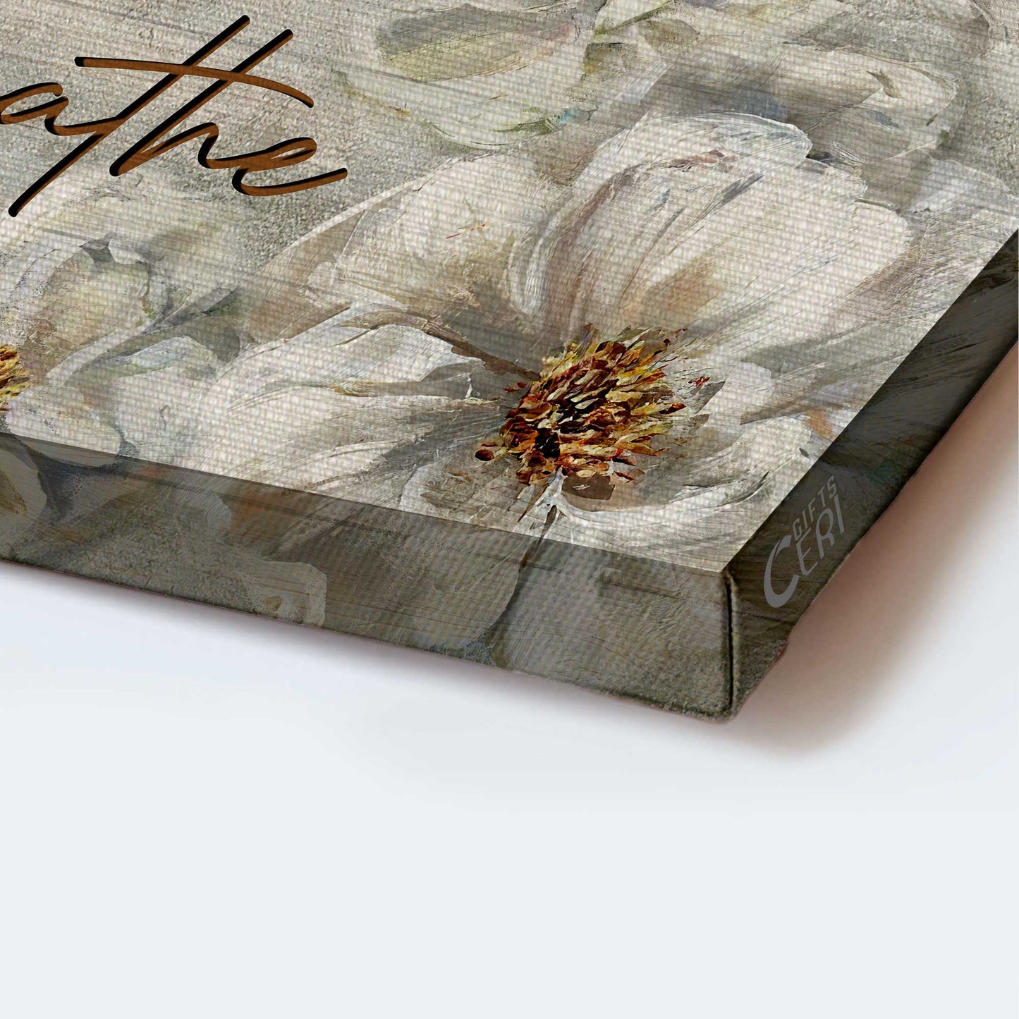 Jesus Landscape Canvas - White Flower Painting, Yellow Butterfly, Vintage Painting Canvas - Gift For Christian - Just Breathe Canvas