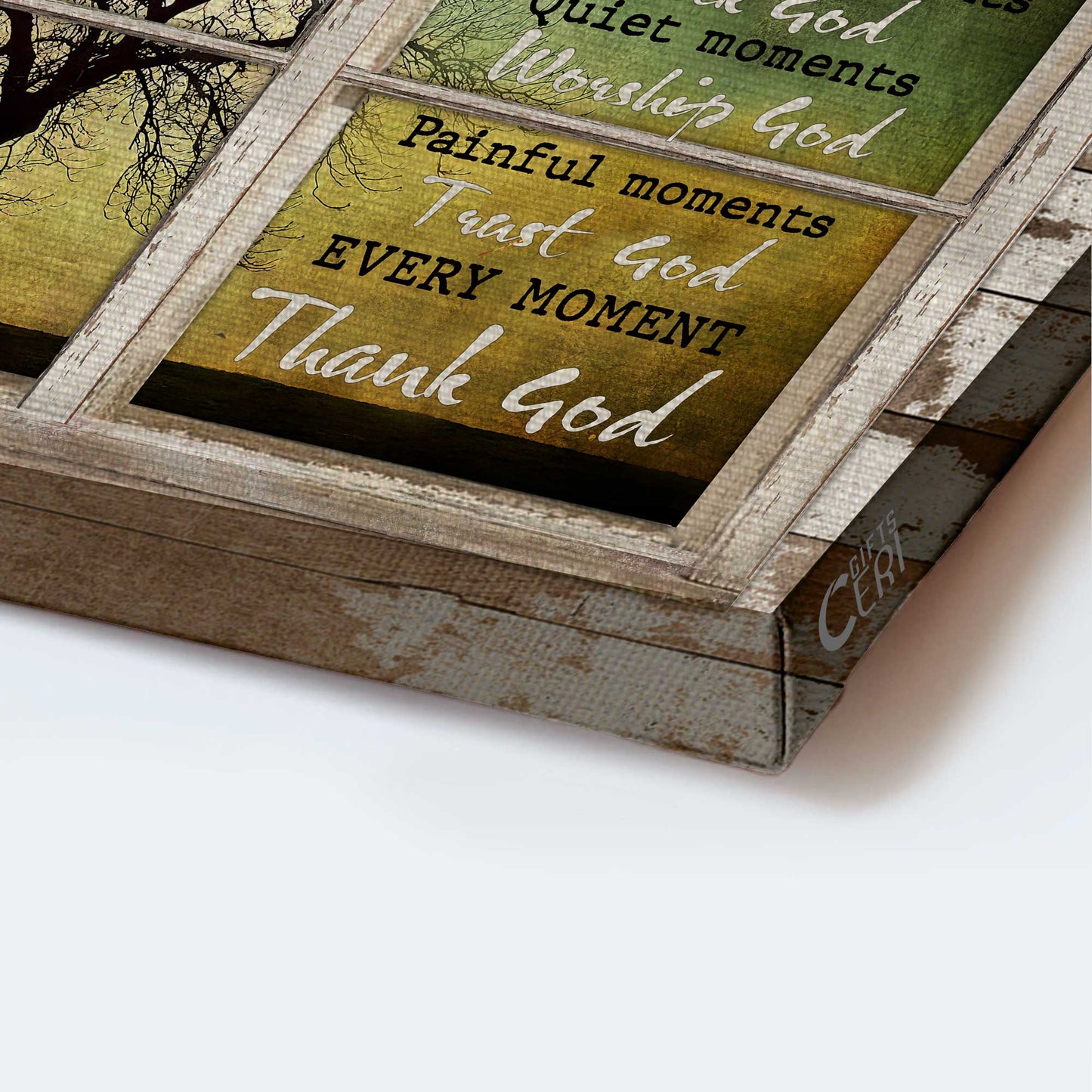 Jesus Landscape Canvas - Window Frame, Tree, Cross Canvas - Gift For Christian - Every Moment Thank God Canvas