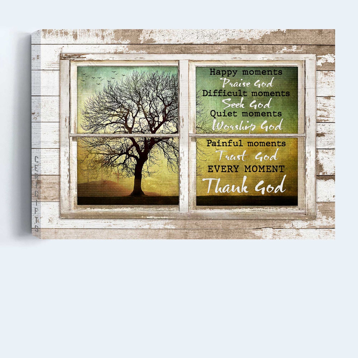Jesus Landscape Canvas - Window Frame, Tree, Cross Canvas - Gift For Christian - Every Moment Thank God Canvas