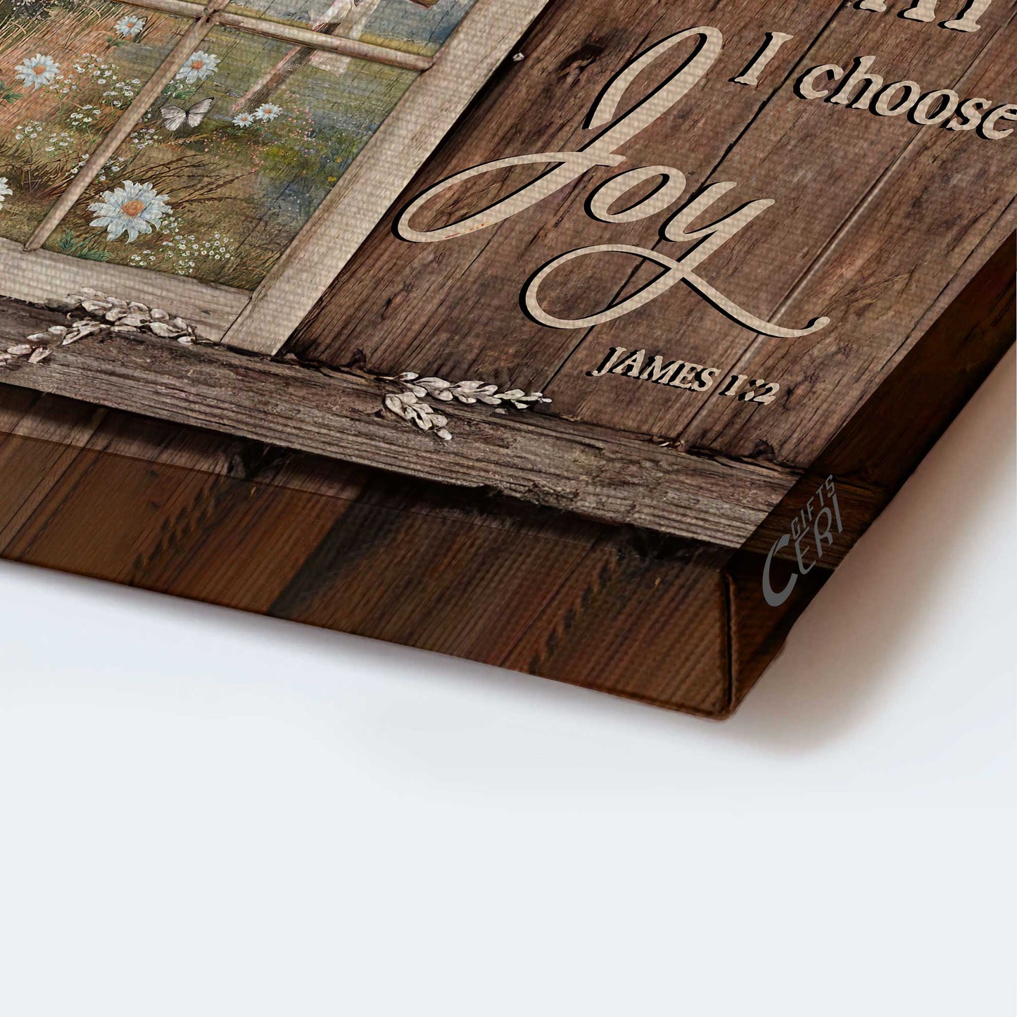 Jesus Landscape Canvas - Window Painting, Daisy Garden, Wooden Cross Canvas - Gift For Christian - Today I Choose Joy Canvas