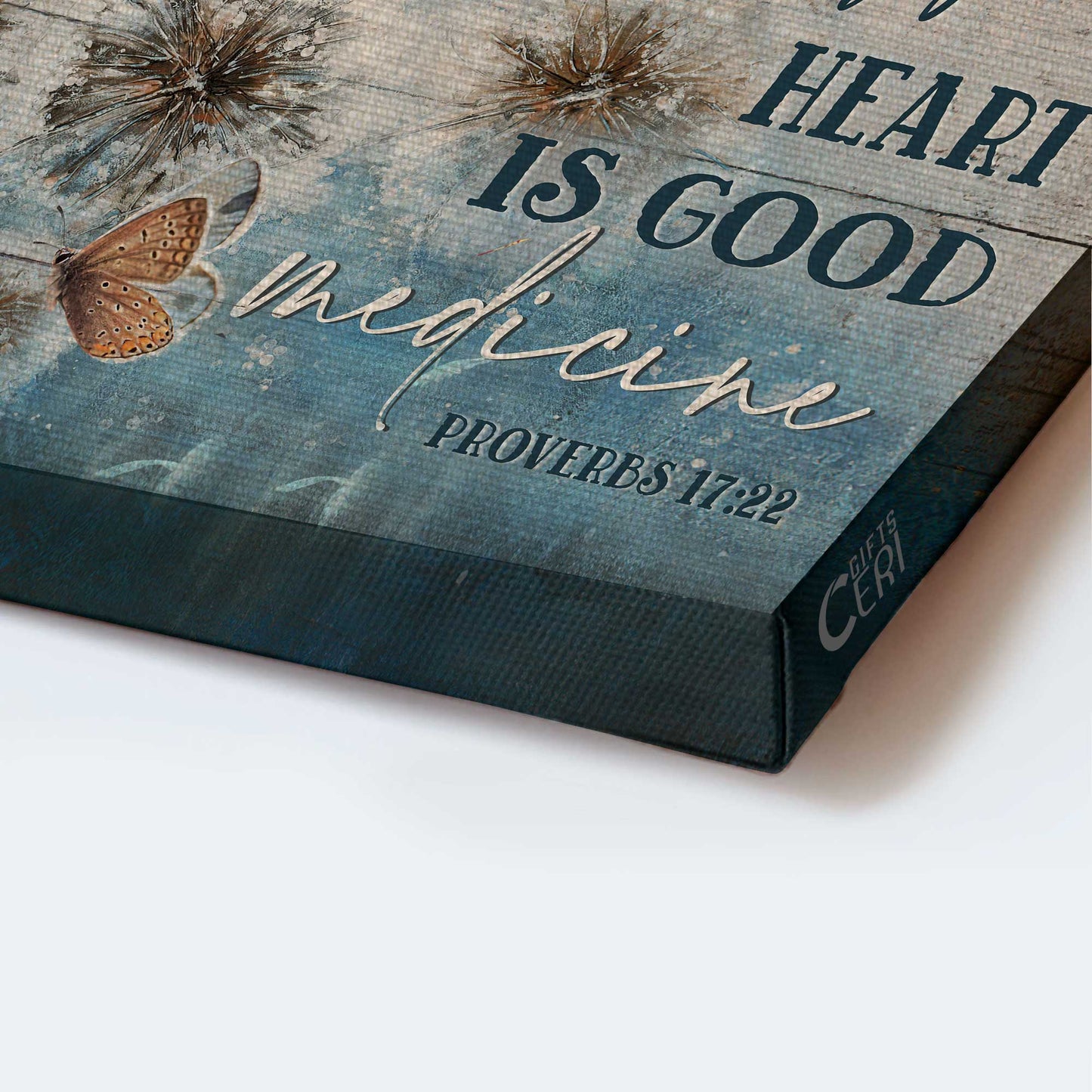 Jesus Landscape Canvas - Winter Forest, Dandelion Drawing, Butterfly Canvas - Gift For Christian - A Joyful Heart Is Good Medicine Canvas
