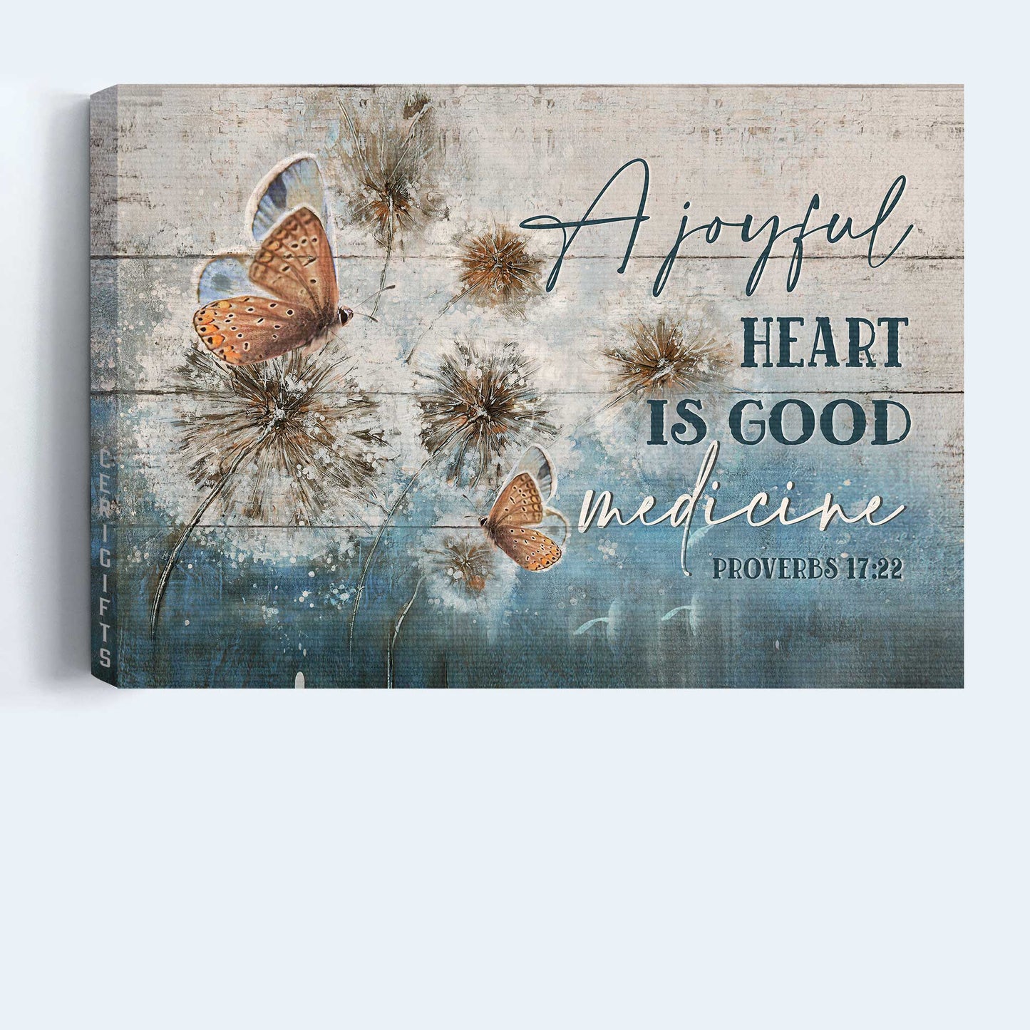 Jesus Landscape Canvas - Winter Forest, Dandelion Drawing, Butterfly Canvas - Gift For Christian - A Joyful Heart Is Good Medicine Canvas