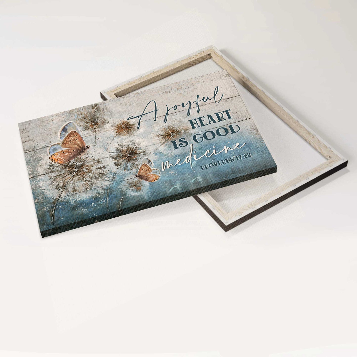 Jesus Landscape Canvas - Winter Forest, Dandelion Drawing, Butterfly Canvas - Gift For Christian - A Joyful Heart Is Good Medicine Canvas