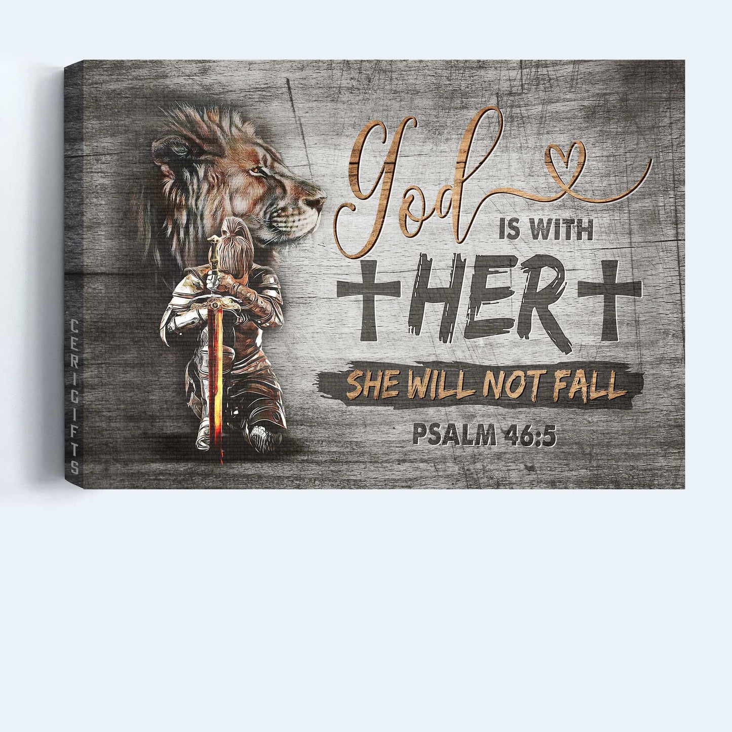 Jesus Landscape Canvas - Woman Warrior, Lion Of Judah, Cross Canvas - Gift For Christian - God Is With Her Canvas