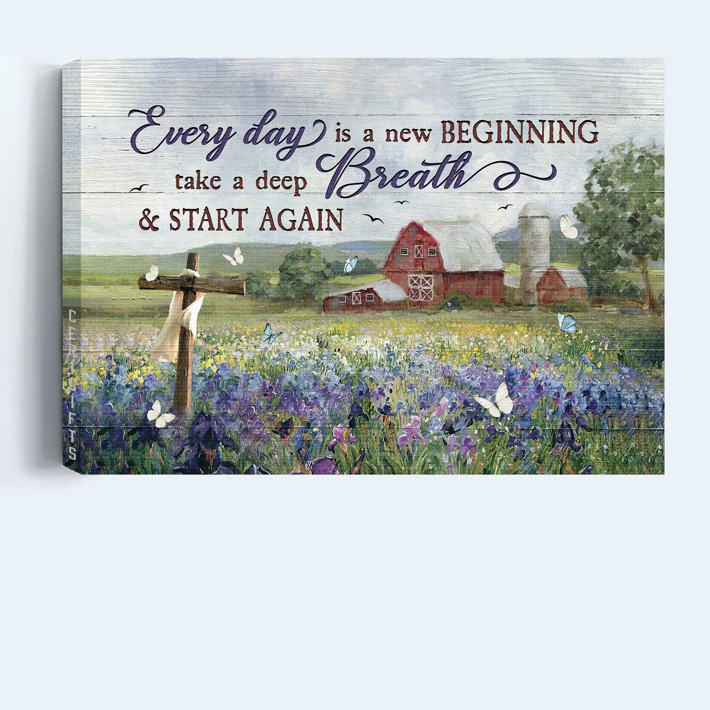 Jesus Landscape Canvas - Wonderful Flower Garden, Awesome Cross Canvas - Gift For Christian - Every Day Is A New Beginning Canvas