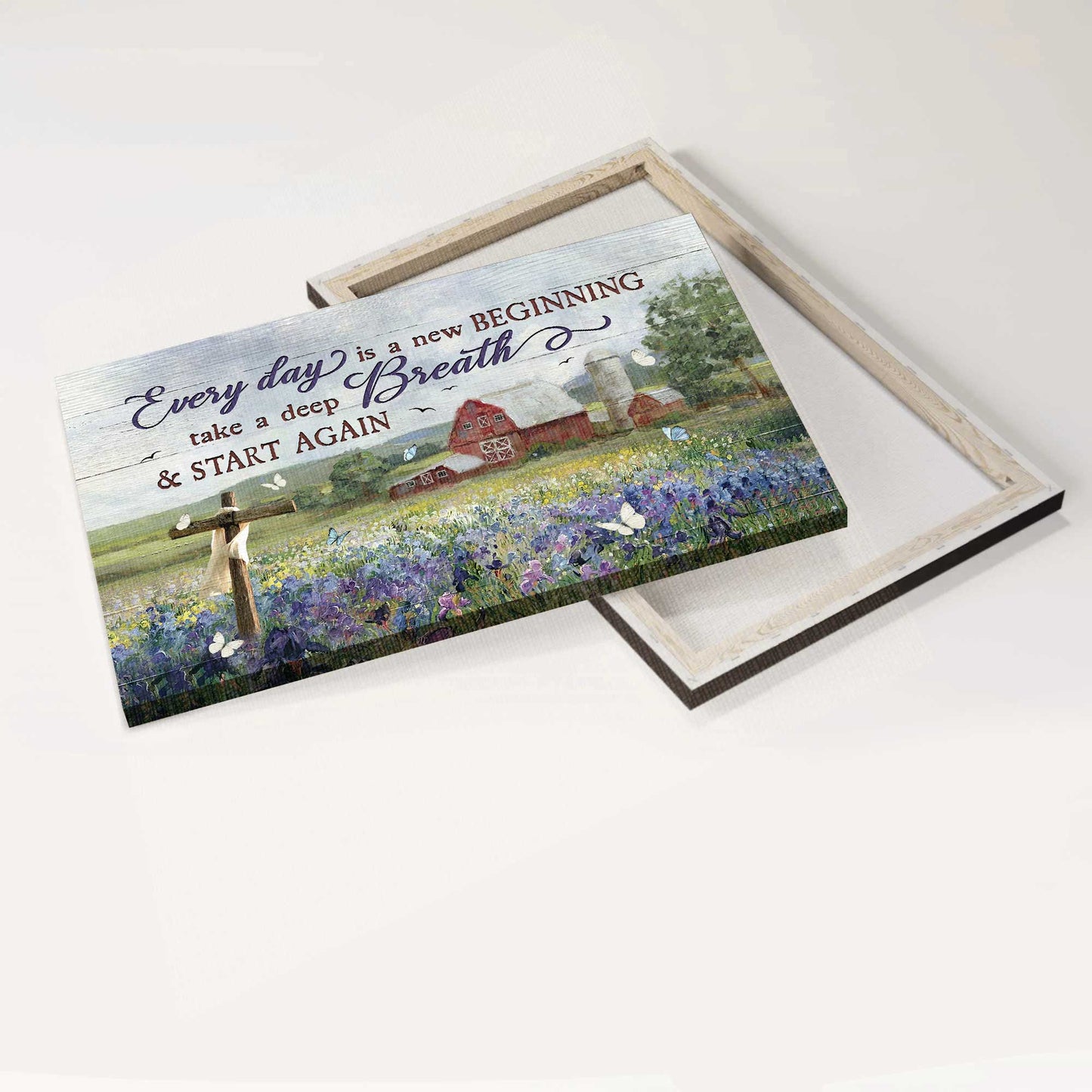 Jesus Landscape Canvas - Wonderful Flower Garden, Awesome Cross Canvas - Gift For Christian - Every Day Is A New Beginning Canvas