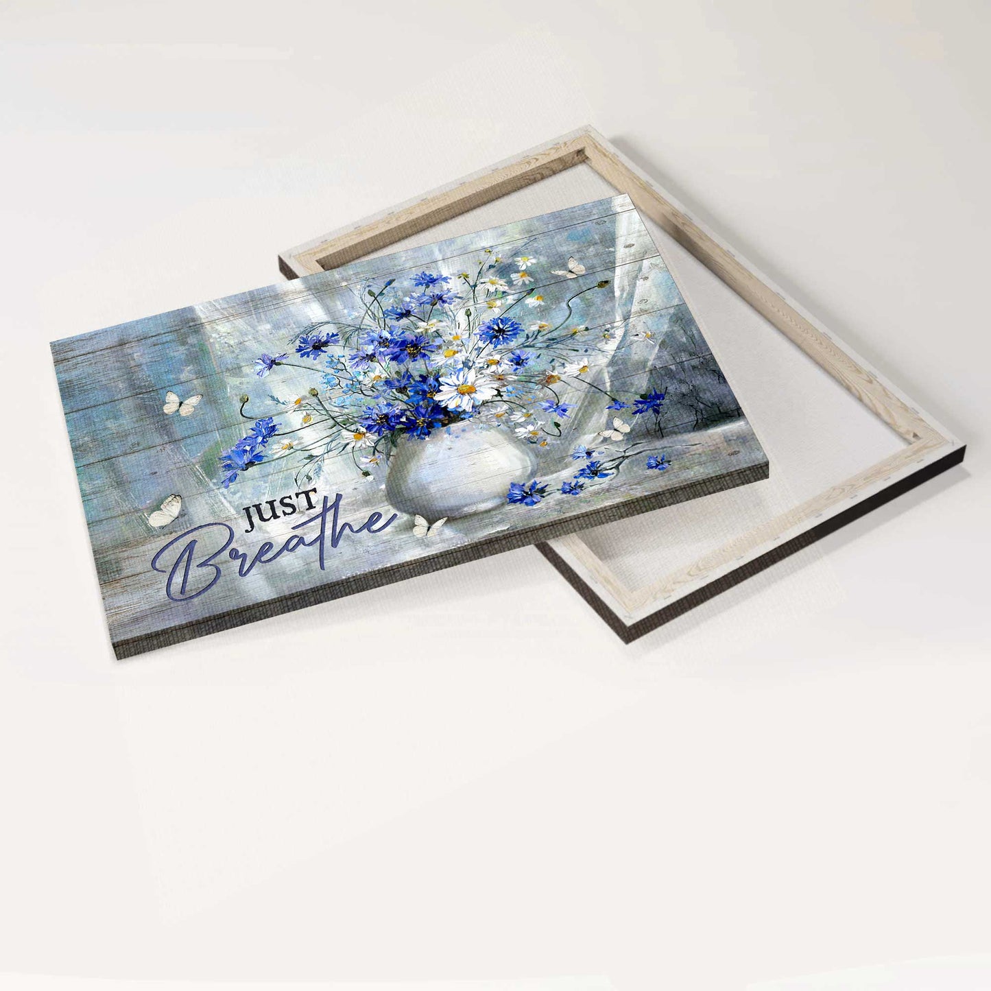 Jesus Landscape Canvas - Wonderful Flower Painting, Awesome Daisy Vase Canvas - Gift For Christian - Just Breathe Canvas
