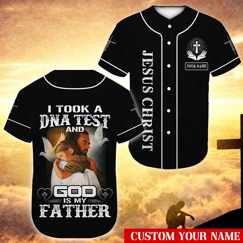 Personalized Jesus Baseball Jersey - God Hug, Dove Baseball Jersey - Gift For Christians - God Is My Father Custom Baseball Jersey Shirt For Men Women