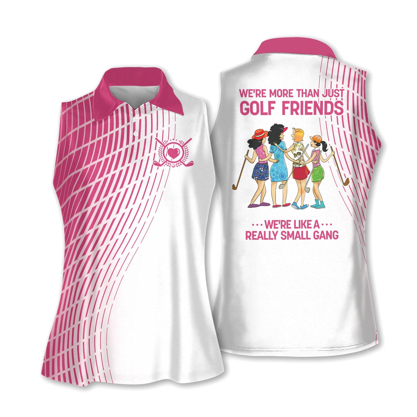 Golf Women Sleeveless Athleisure Polo Shirt, Golf Friends Four Girl Polo Shirt - Gift For Mother's Day, Golfers, Female, Golf Lovers