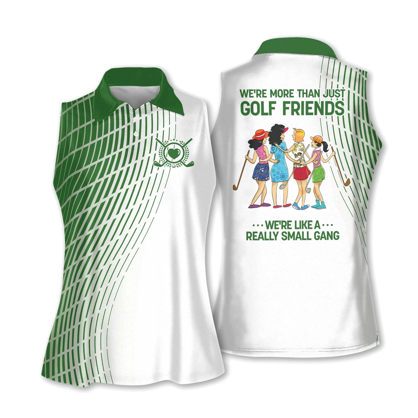 Golf Women Sleeveless Athleisure Polo Shirt, Golf Friends Four Girl Polo Shirt - Gift For Mother's Day, Golfers, Female, Golf Lovers