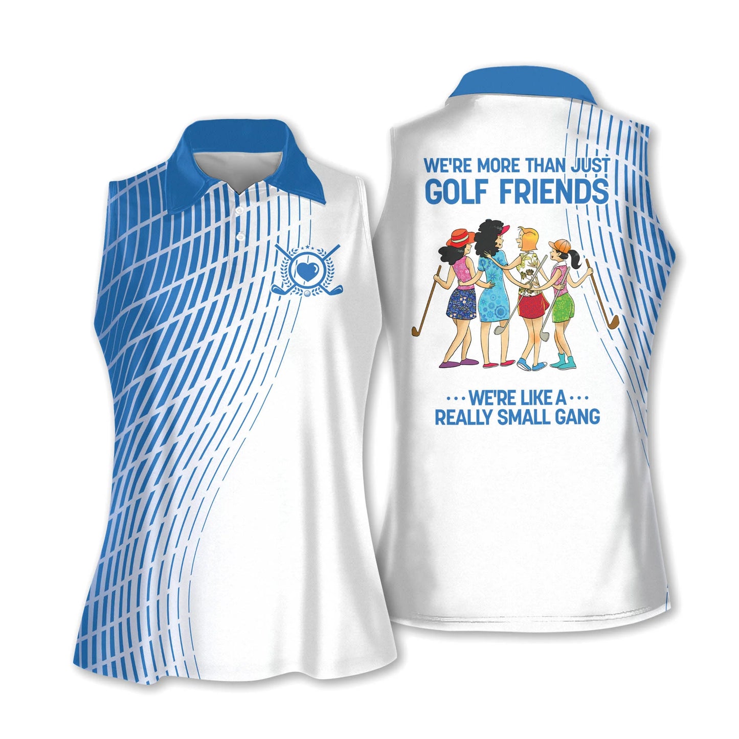 Golf Women Sleeveless Athleisure Polo Shirt, Golf Friends Four Girl Polo Shirt - Gift For Mother's Day, Golfers, Female, Golf Lovers