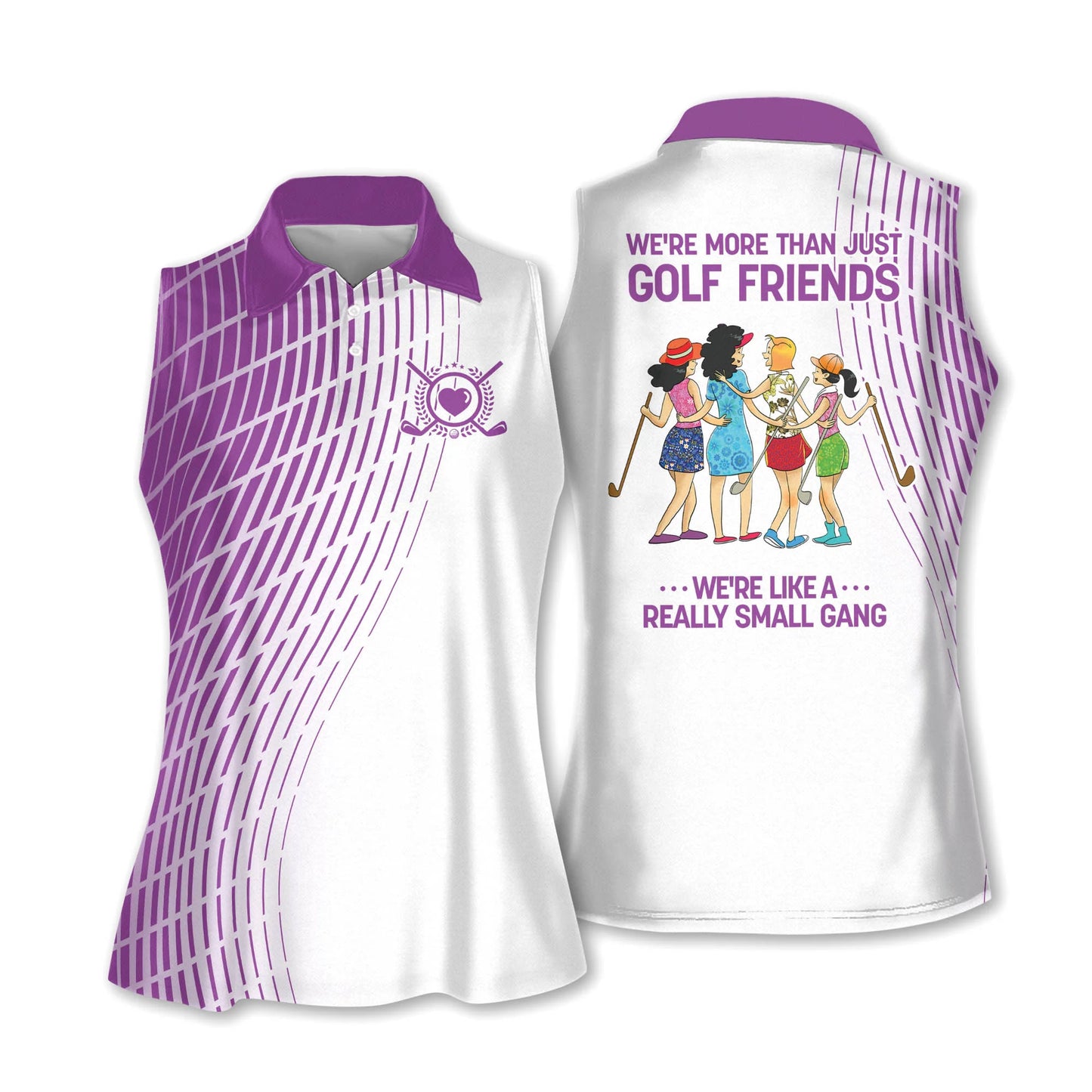 Golf Women Sleeveless Athleisure Polo Shirt, Golf Friends Four Girl Polo Shirt - Gift For Mother's Day, Golfers, Female, Golf Lovers