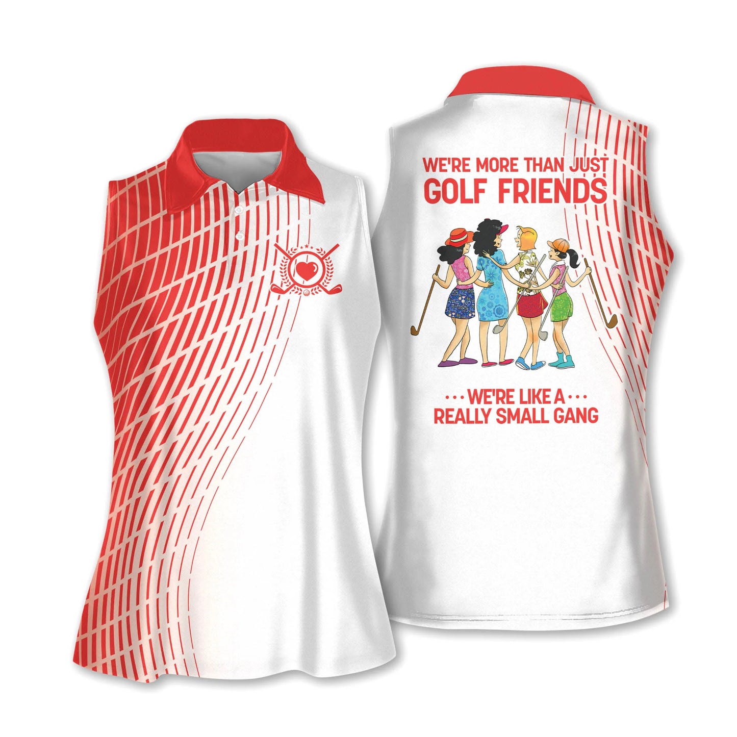 Golf Women Sleeveless Athleisure Polo Shirt, Golf Friends Four Girl Polo Shirt - Gift For Mother's Day, Golfers, Female, Golf Lovers