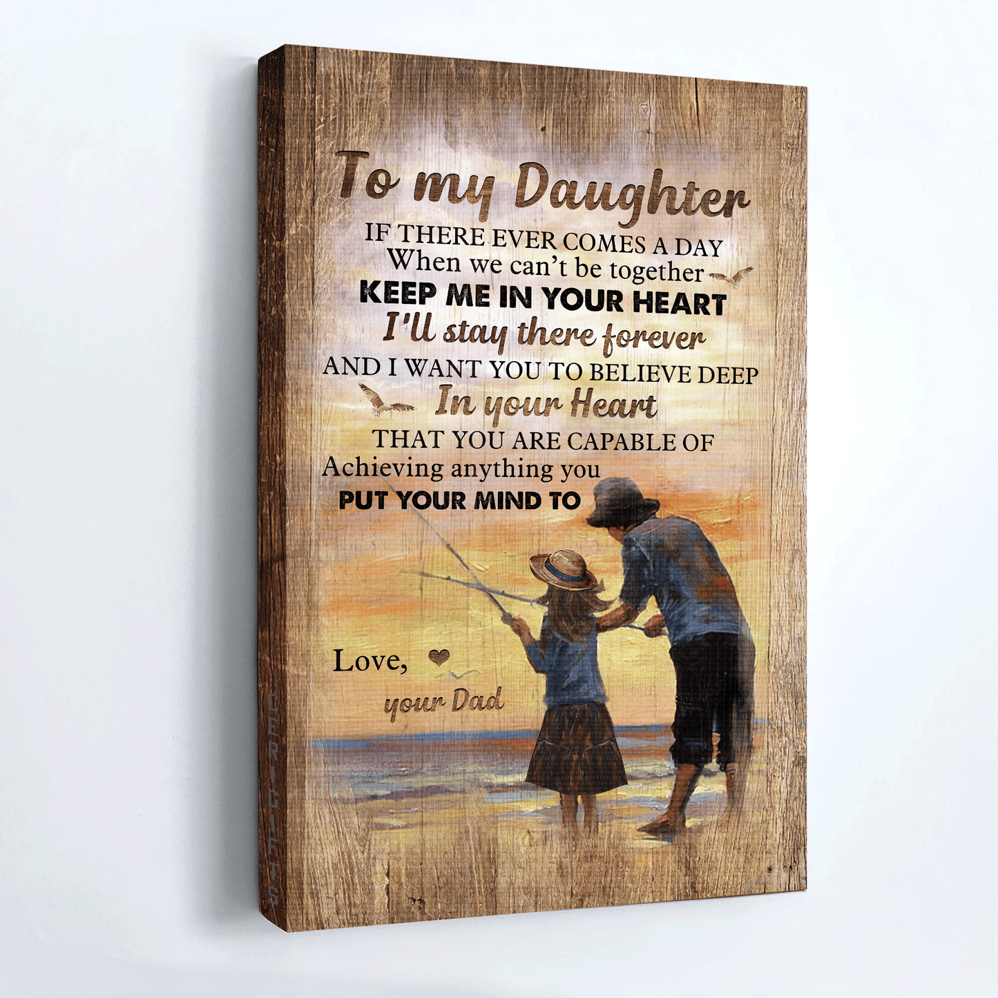 Family Portrait Canvas- To my daughter canvas, Fishing, Beach canvas- Gift for daughter- You are capable of achieving anything