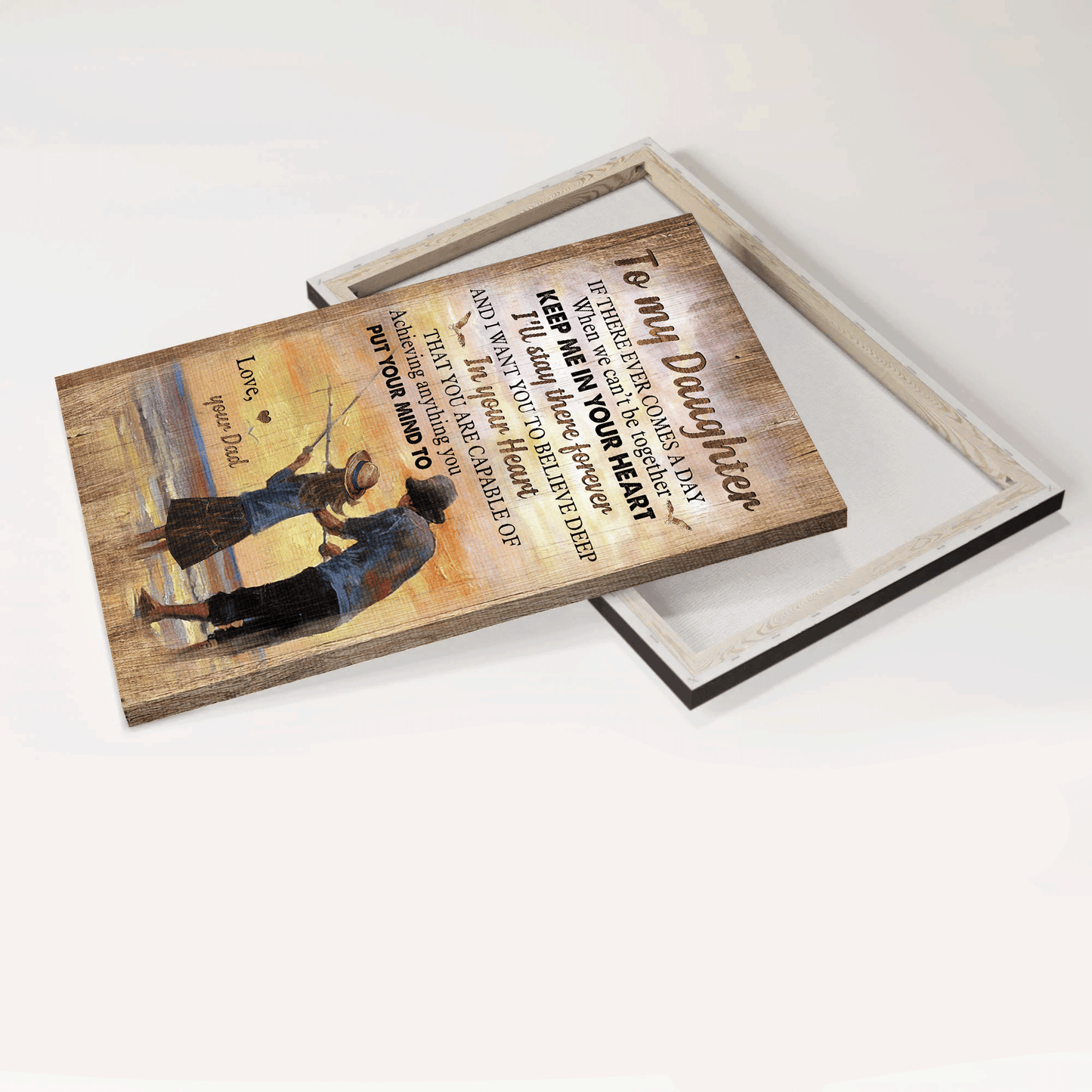 Family Portrait Canvas- To my daughter canvas, Fishing, Beach canvas- Gift for daughter- You are capable of achieving anything