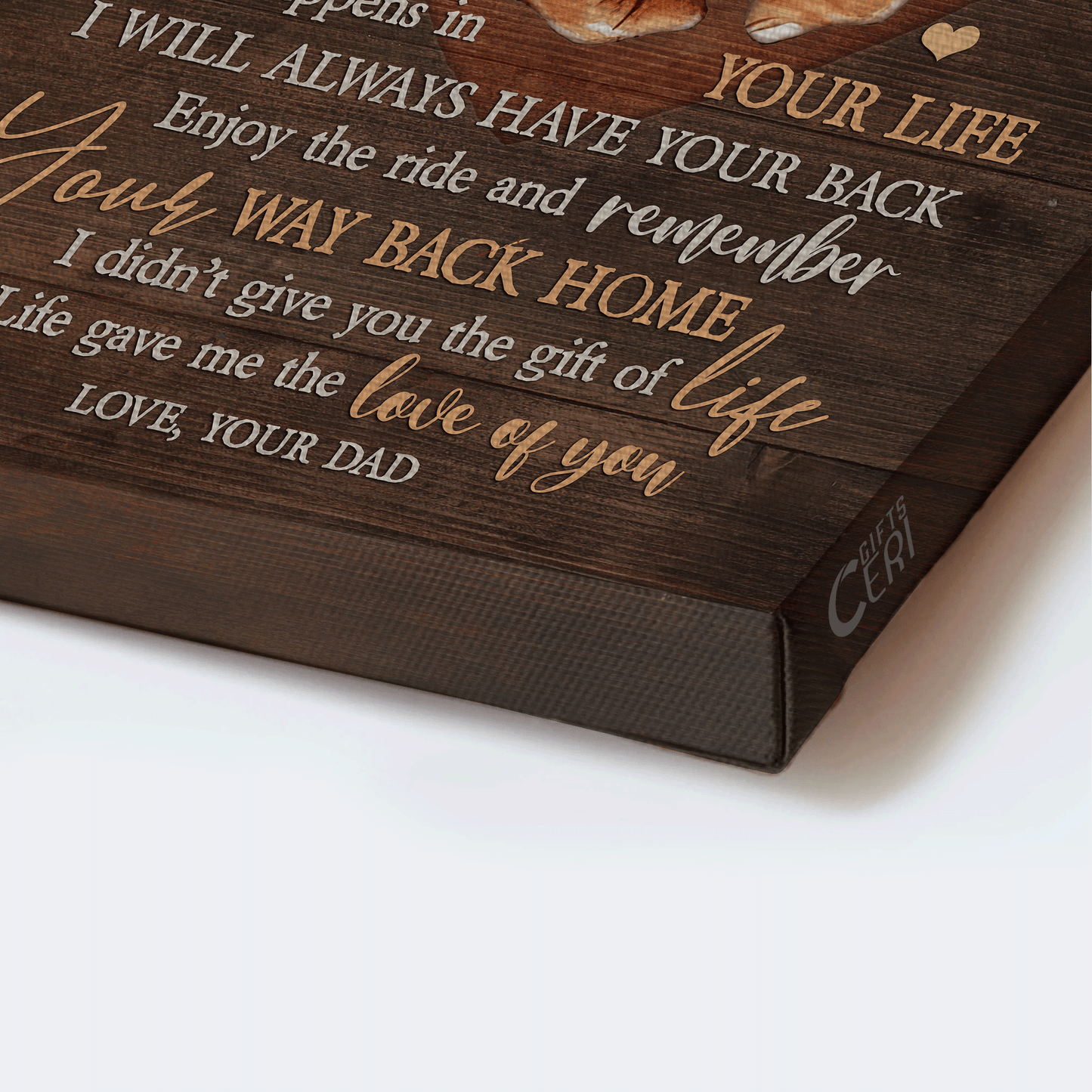 Family Portrait Canvas- To my son canvas, Holding hands, Sweet heart, Dad to son canvas- Gift for son- I will always have your back