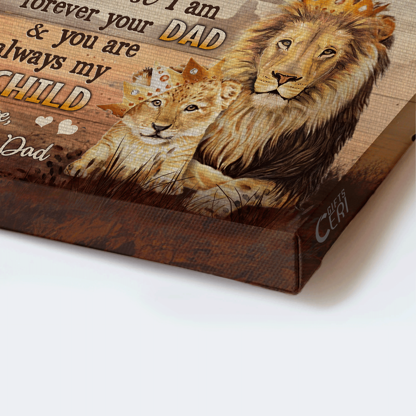 Family Portrait Canvas- To my son canvas, Lion family, Dad to son canvas- Gift for son- My love will follow you no matter how old you are