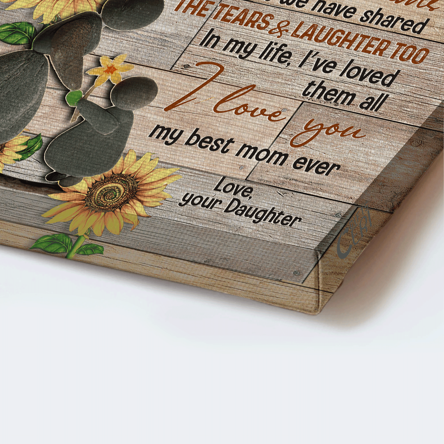 Family Portrait Canvas- To my mom canvas, Daughter to mom, Sunflower, Mother and child canvas- Gift for mom, mother- I love you for all the times you pick me up