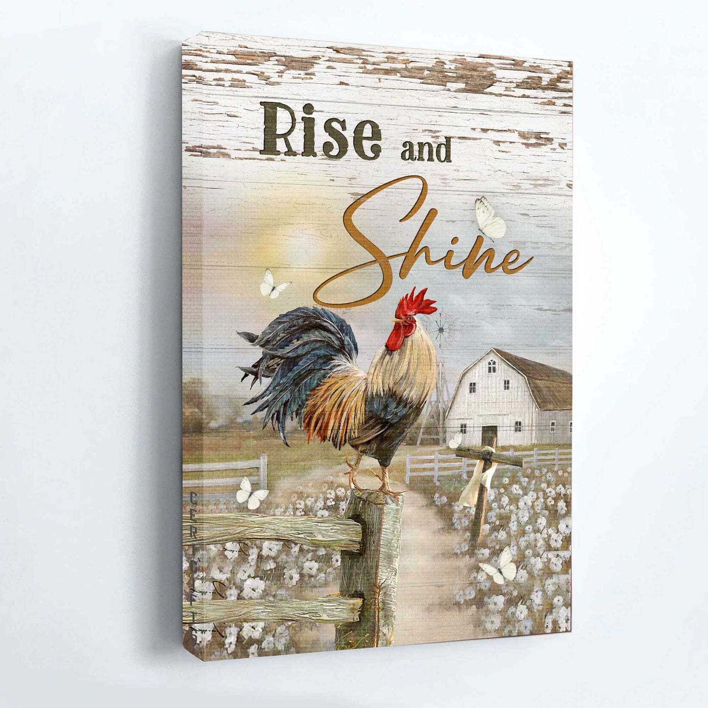 Jesus Portrait Canvas - Amazing rooster drawing, White flower field, Sunset Portrait Canvas - Gift For Christian - Rise and shine