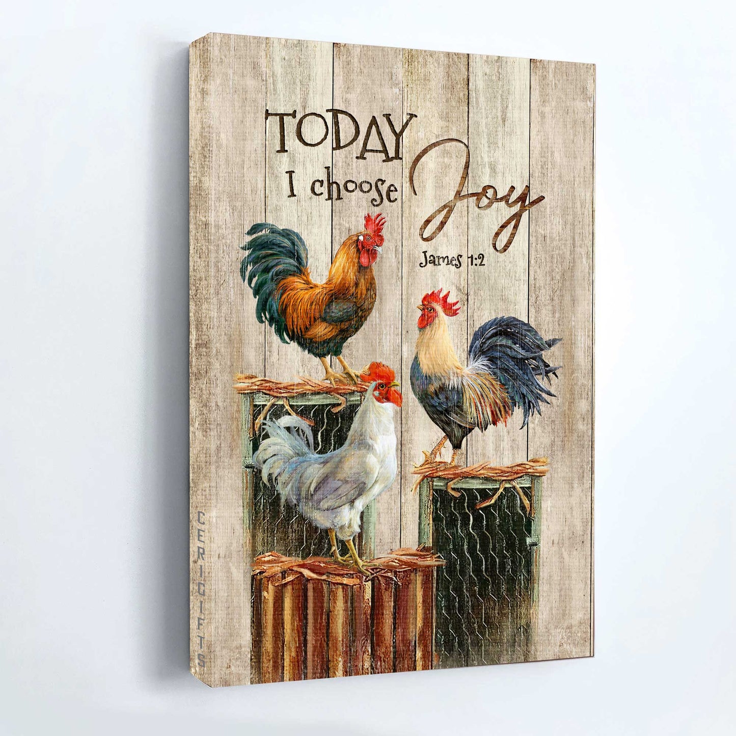 Jesus Portrait Canvas - Amazing rooster, Peace farm, Chicken painting Portrait Canvas - Gift For Religious Christian - Today I choose joy