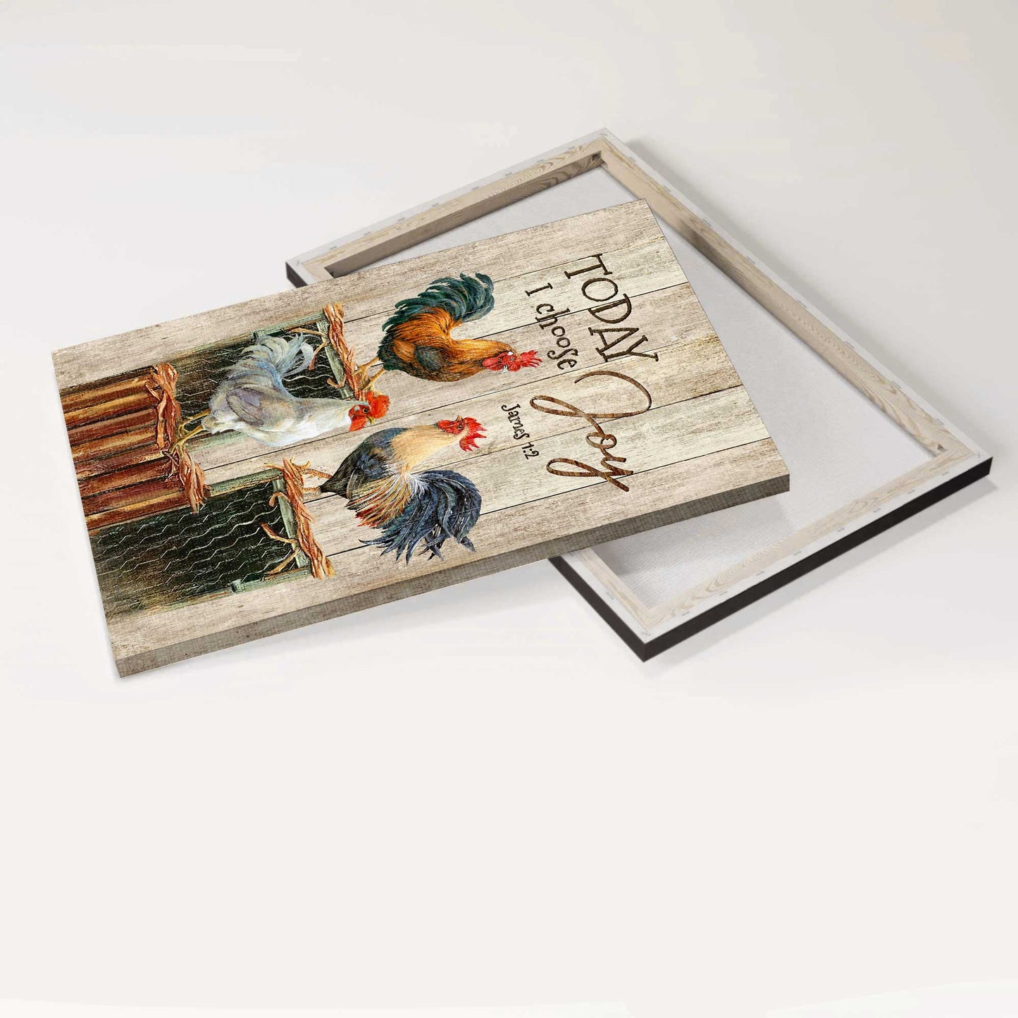 Jesus Portrait Canvas - Amazing rooster, Peace farm, Chicken painting Portrait Canvas - Gift For Religious Christian - Today I choose joy