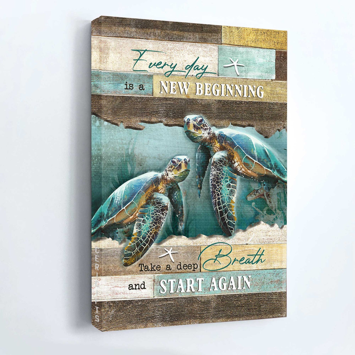 Jesus Portrait Canvas - Amazing sea turtle, Deep ocean, White starfish Portrait Canvas - Gift For Religious Christian - Every day is a new beginning