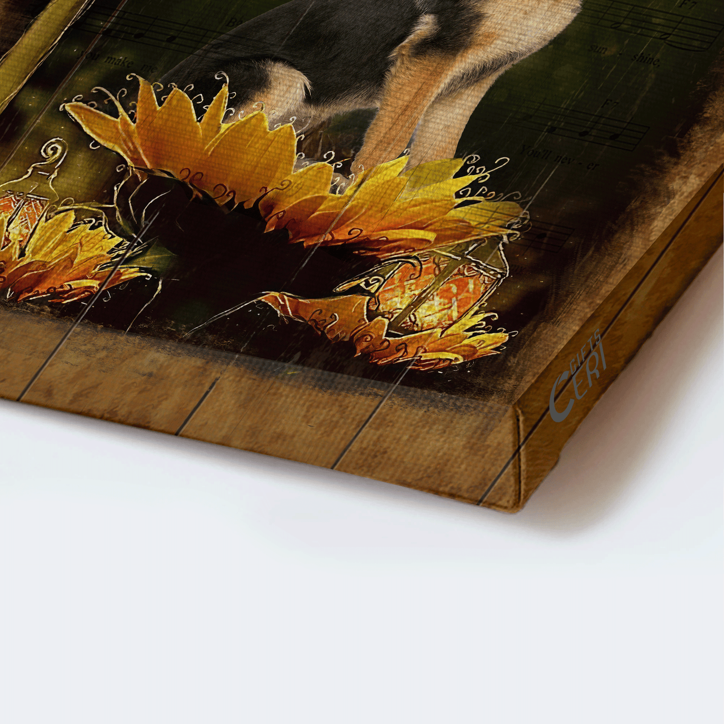 German Shepherd Portrait Canvas- German Shepherd, Sunflower, Sheet music canvas- Gift for dog lover- You are my sunshine - Dog Portrait Canvas Prints, Wall Art