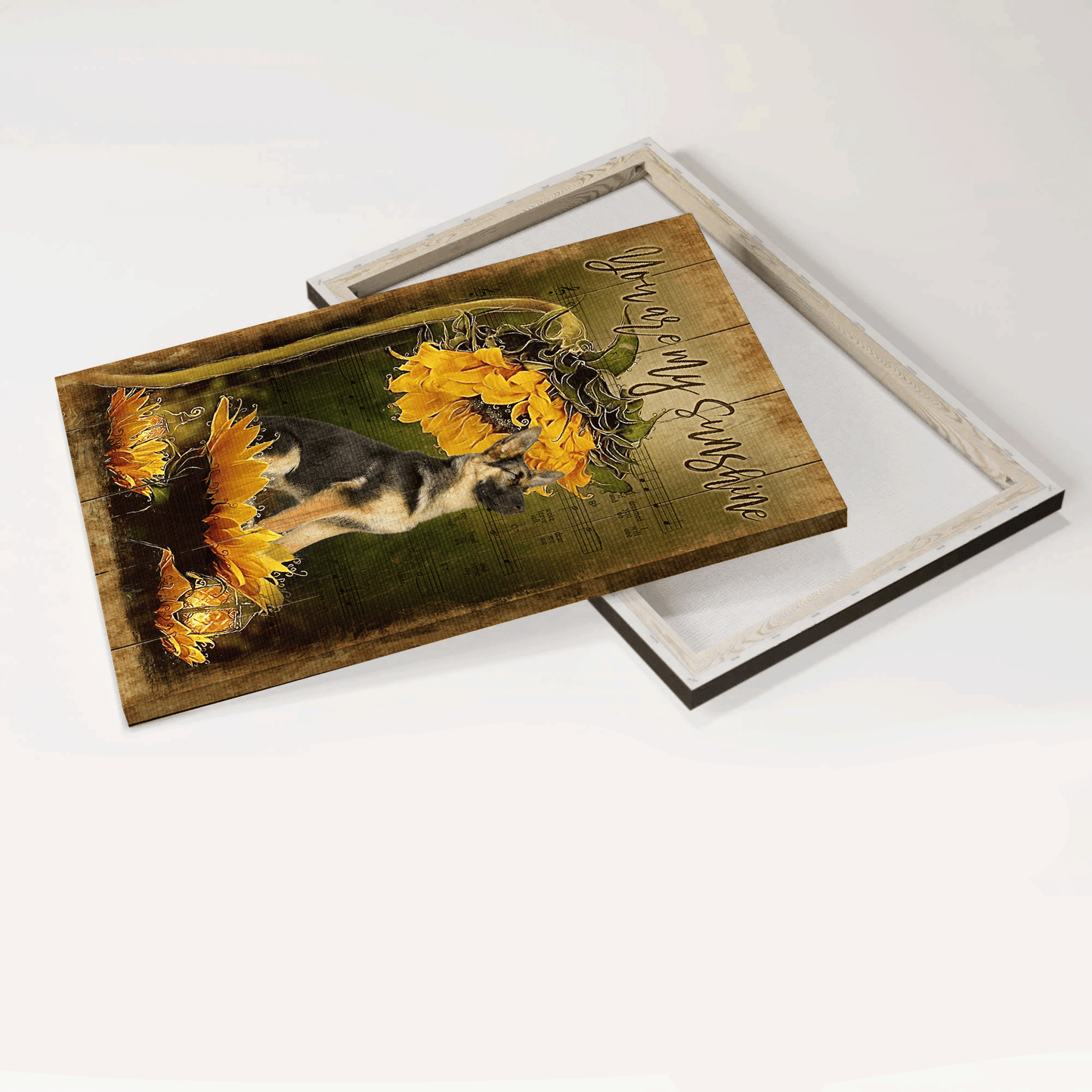 German Shepherd Portrait Canvas- German Shepherd, Sunflower, Sheet music canvas- Gift for dog lover- You are my sunshine - Dog Portrait Canvas Prints, Wall Art