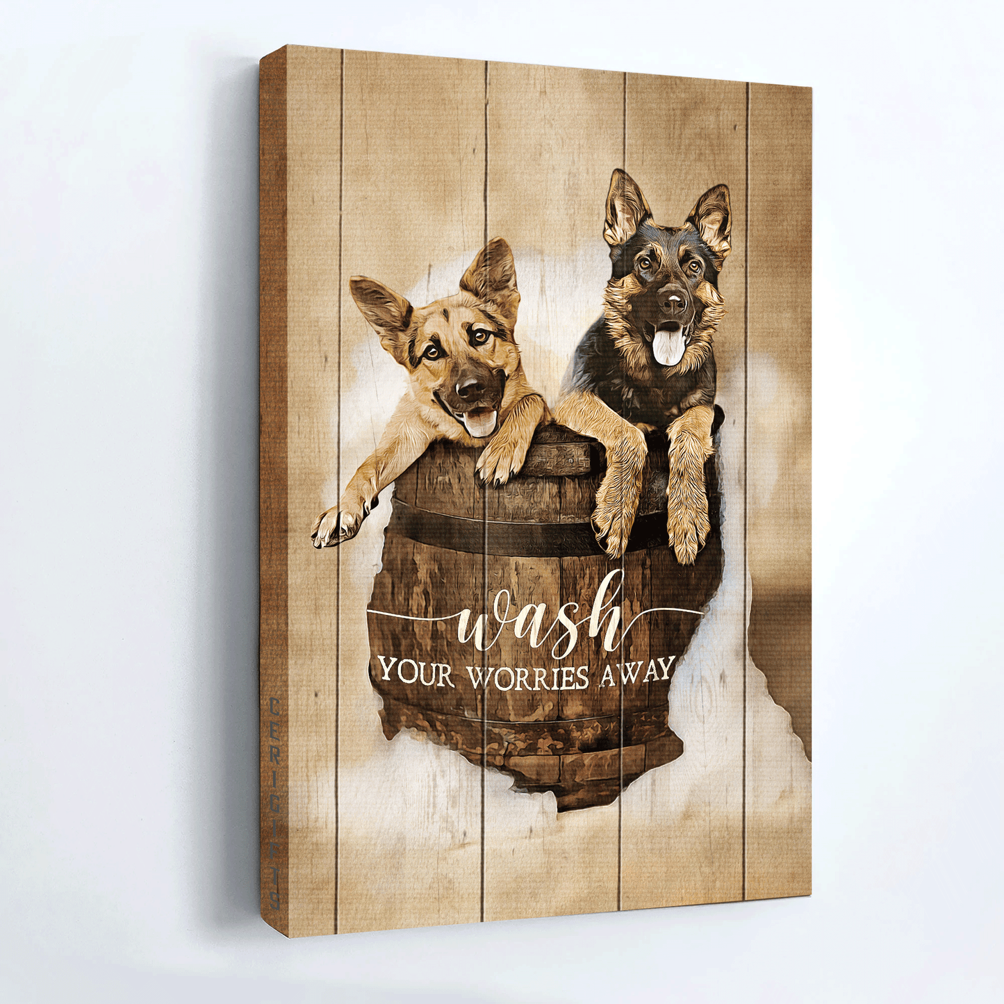 German Shepherd Portrait Canvas- German Shepherd painting- Gift for dog lover- Wash your worries away - Dog Portrait Canvas Prints, Wall Art
