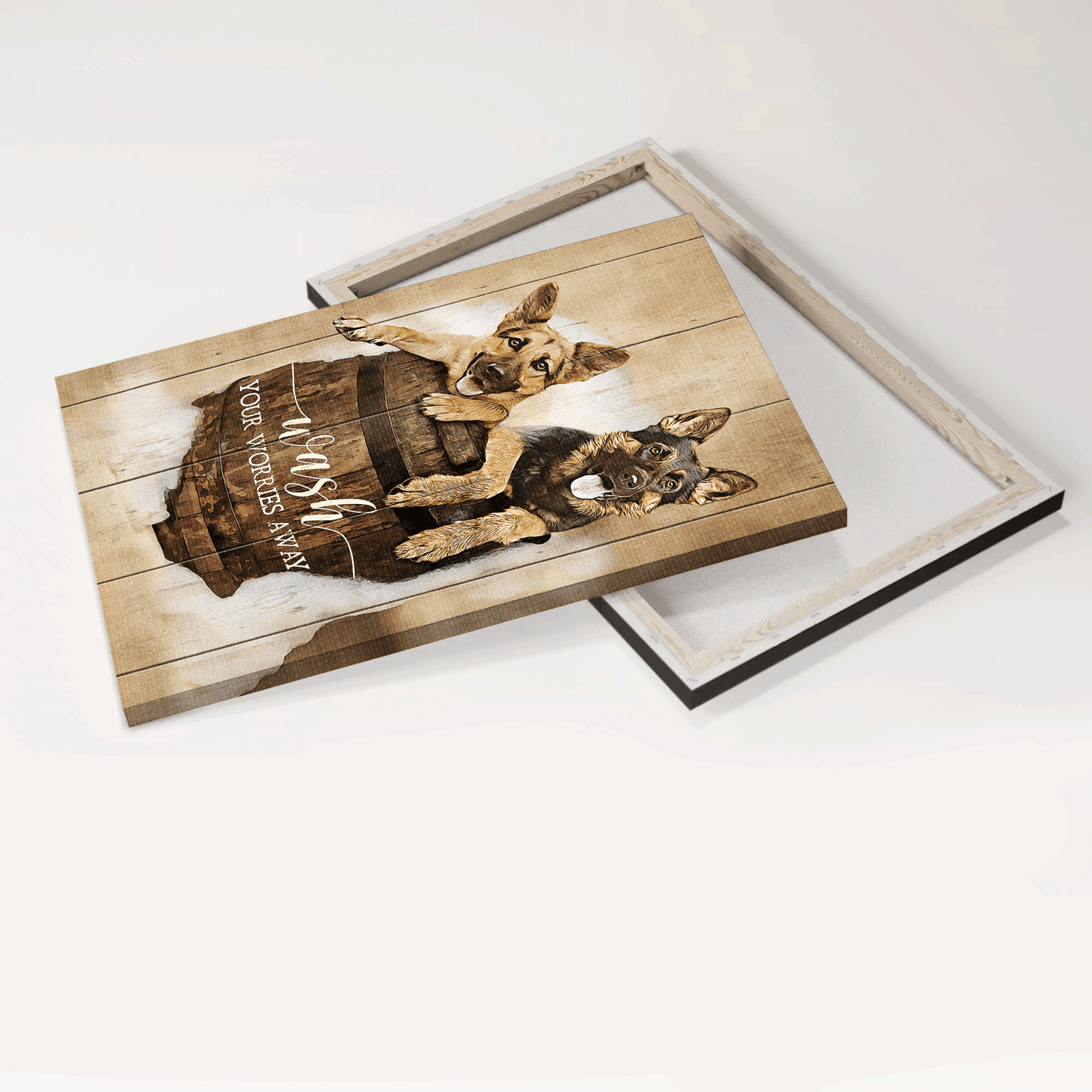 German Shepherd Portrait Canvas- German Shepherd painting- Gift for dog lover- Wash your worries away - Dog Portrait Canvas Prints, Wall Art