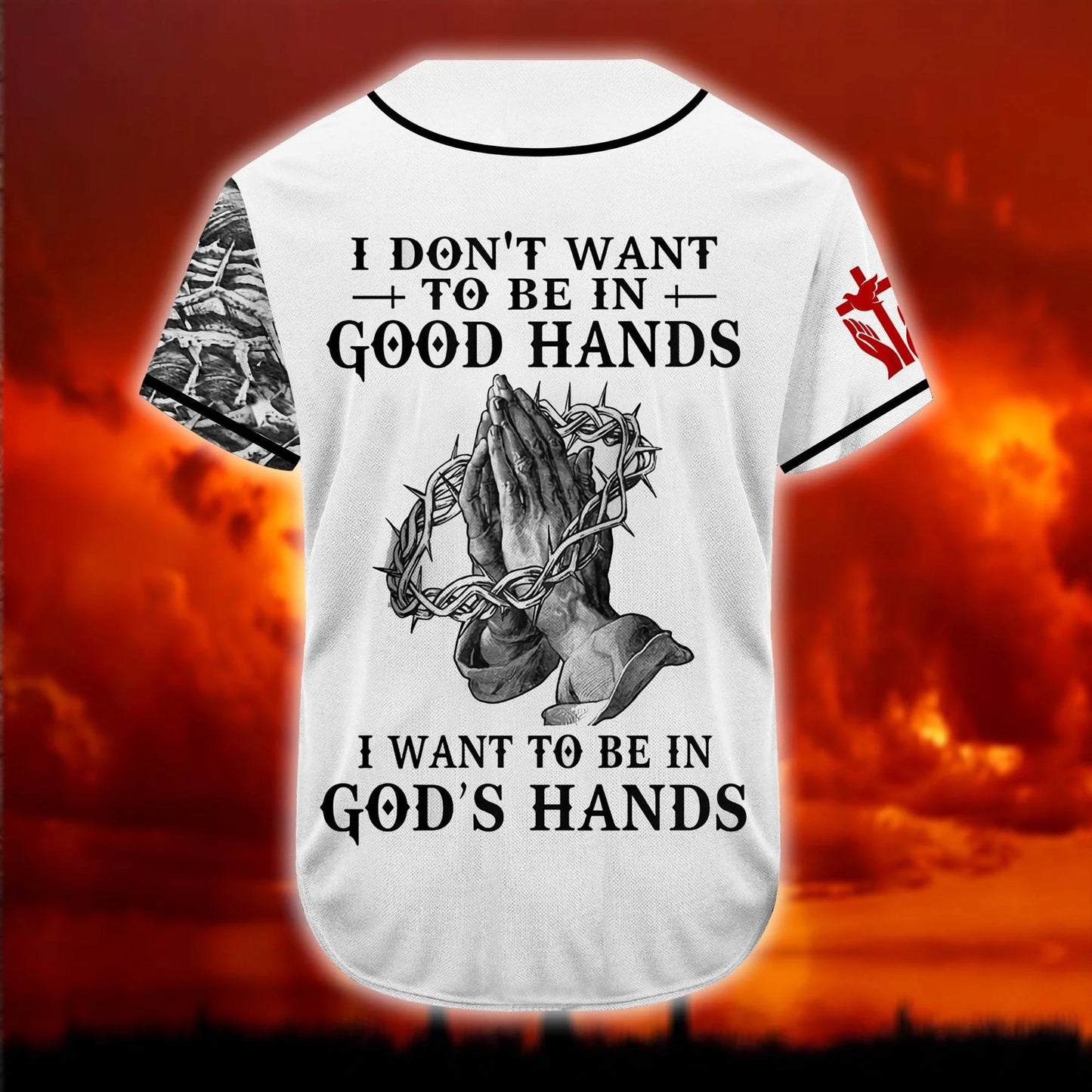 Personalized Jesus Baseball Jersey - Pray, Christ's Hand Baseball Jersey - Gift For Christians - I Want To Be In God's Hand Custom Baseball Jersey