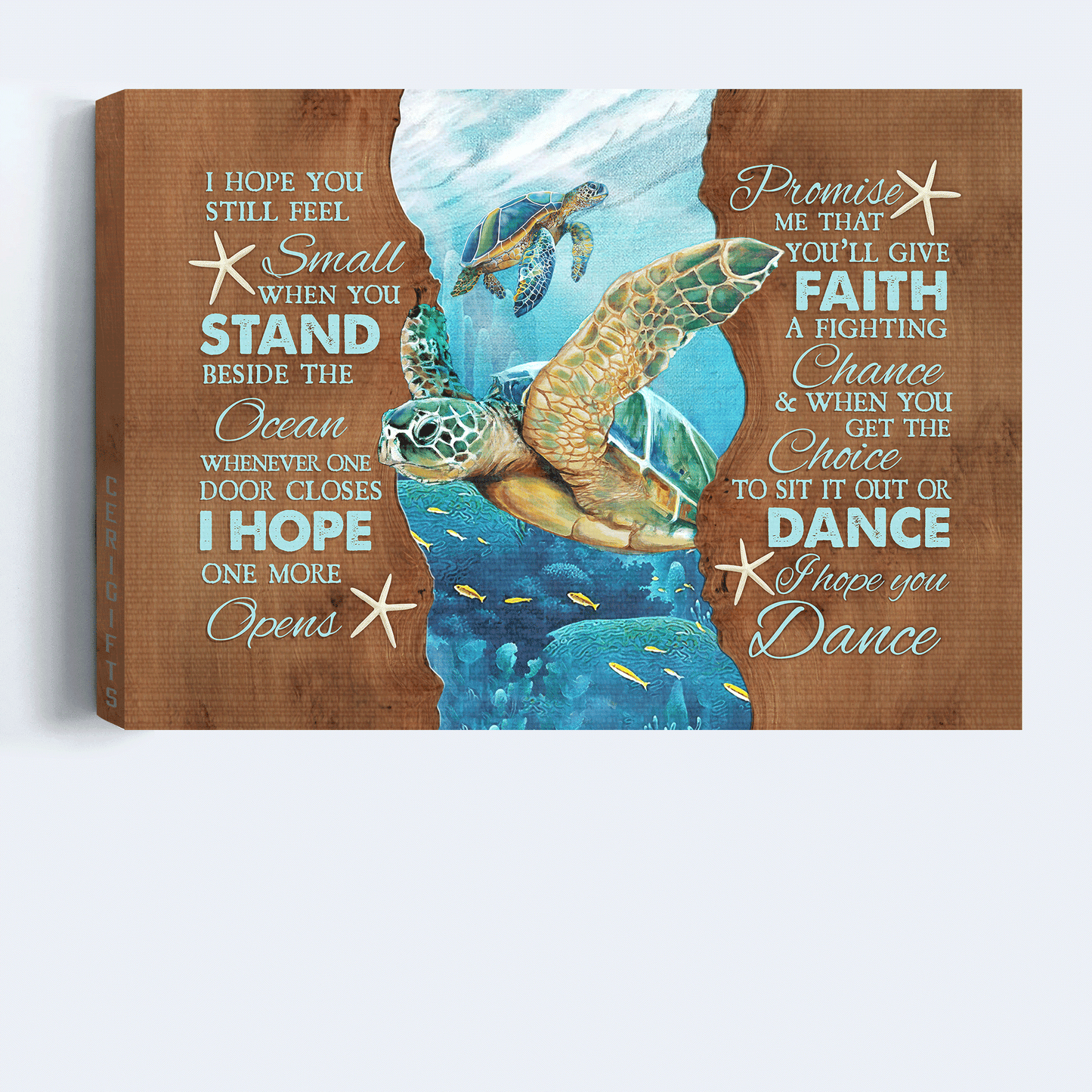 Family Landscape Canvas - Amazing sea turtle, Ocean view Landscape Canvas - Memorial Gift For Family Members - I hope you still feel small