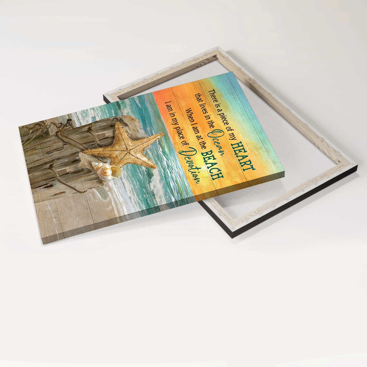 Jesus Portrait Canvas - Amazing starfish, Blue ocean, Orange sunset Portrait Canvas - Gift For Christian - There is a piece of my heart