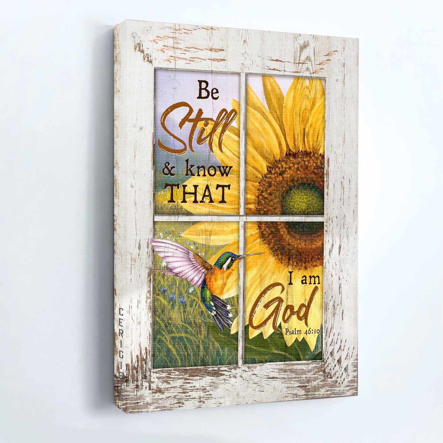 Jesus Portrait Canvas - Amazing sunflower, Stunning hummingbird Portrait Canvas - Gift For Christian - Be still and know that I am God
