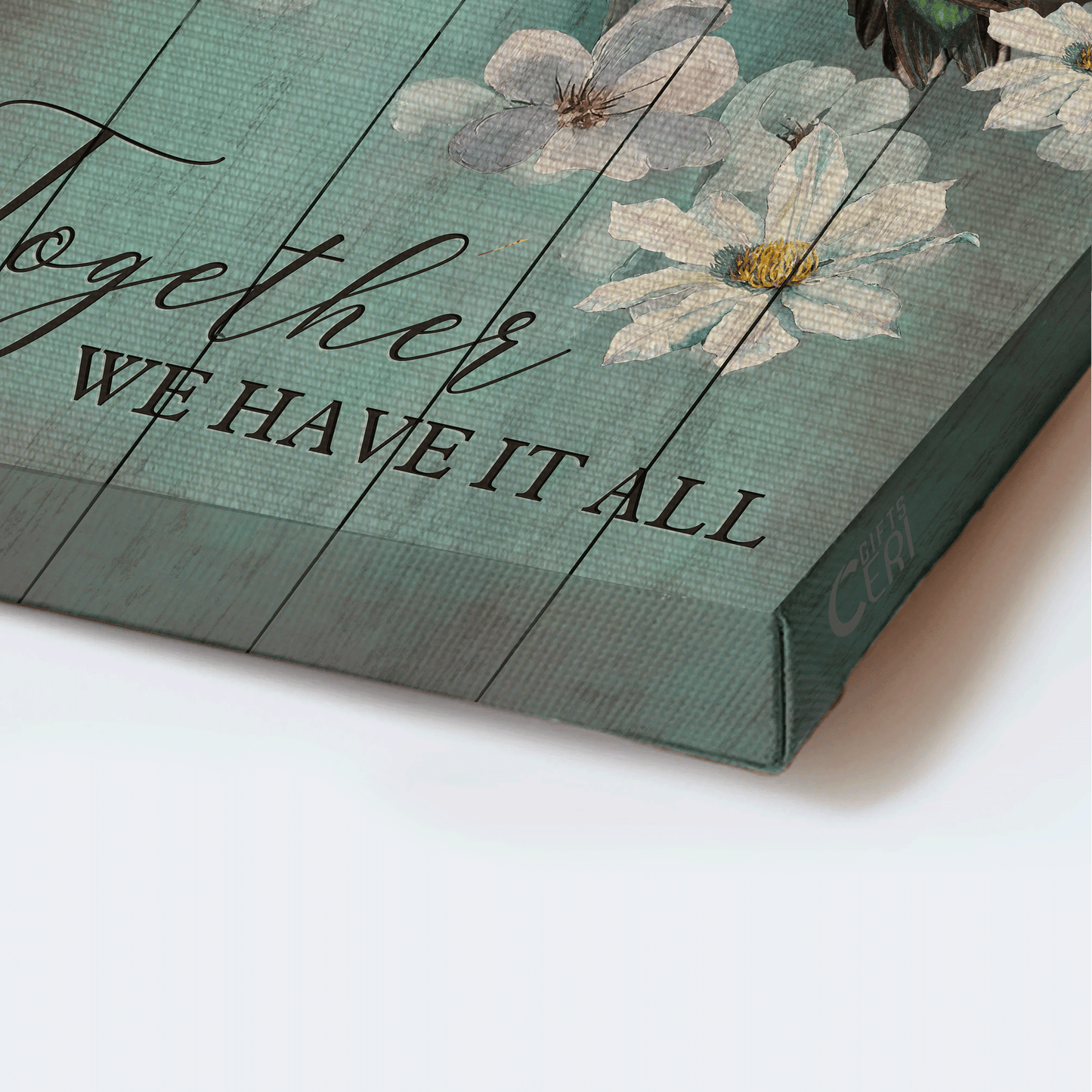 Couple Portrait Canvas- Hummingbird couple, Tree branch, White flower canvas- Gift for couple, lover, partner- Together we have it all - Portrait Canvas Prints, Wall Art
