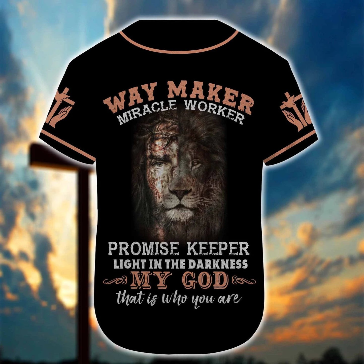 Personalized Jesus Baseball Jersey - Lion Baseball Jersey - Gift For Christians - My God Custom Printed 3D Baseball Jersey Shirt For Men and Women